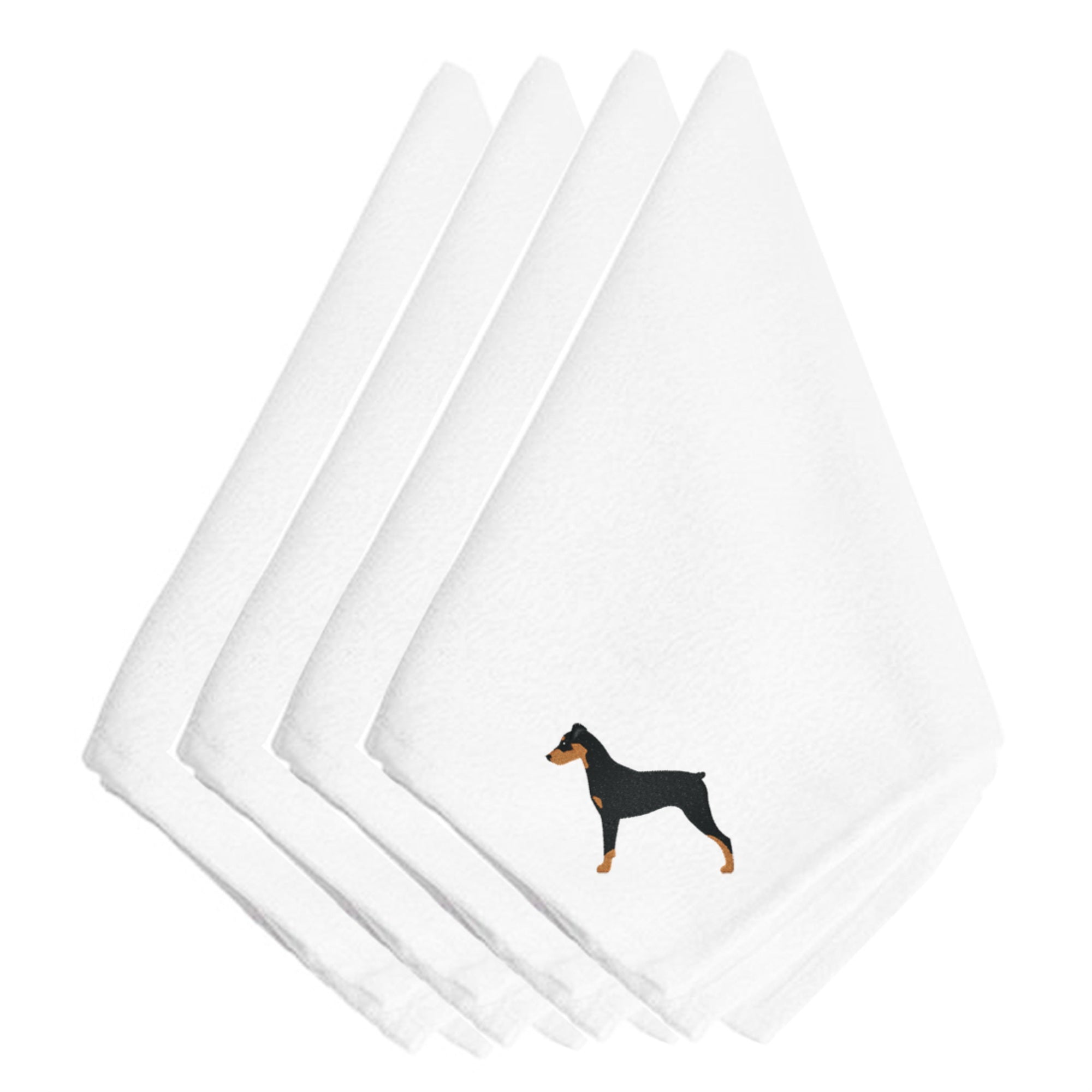 Caroline'S Treasures Bb3413Npke German Pinscher Embroidered Napkins (Set Of 4), 20, Multicolor