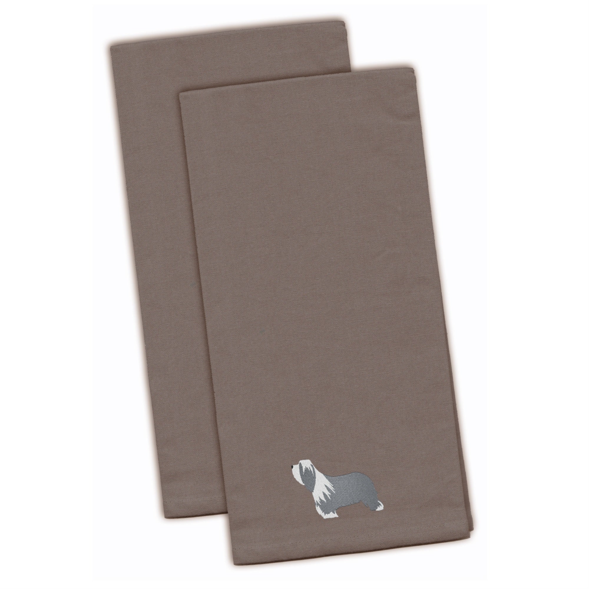 Caroline'S Treasures Bb3417Gytwe Bearded Collie Gray Embroidered Kitchen Towel (Set Of 2), 28 X 19, Multicolor
