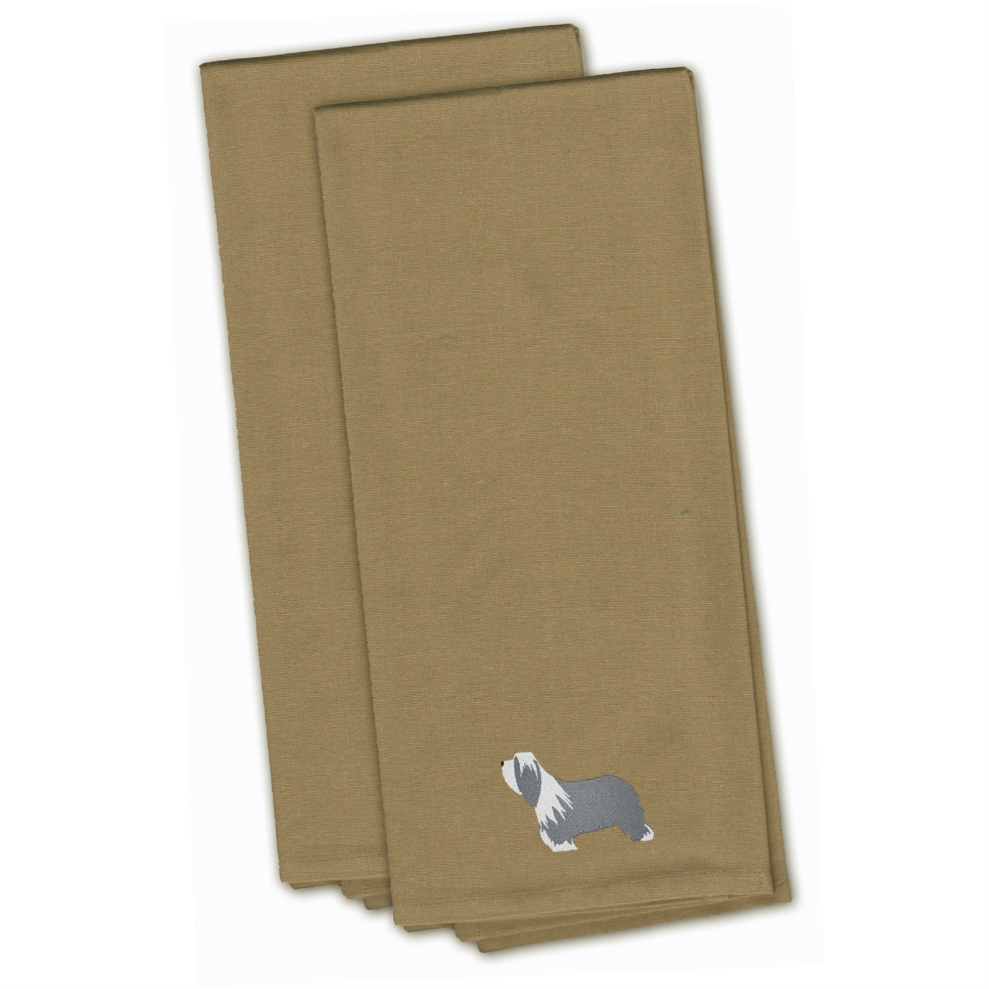 Caroline'S Treasures Bb3417Tntwe Bearded Collie Tan Embroidered Kitchen Towel (Set Of 2), 28 X 19, Multicolor