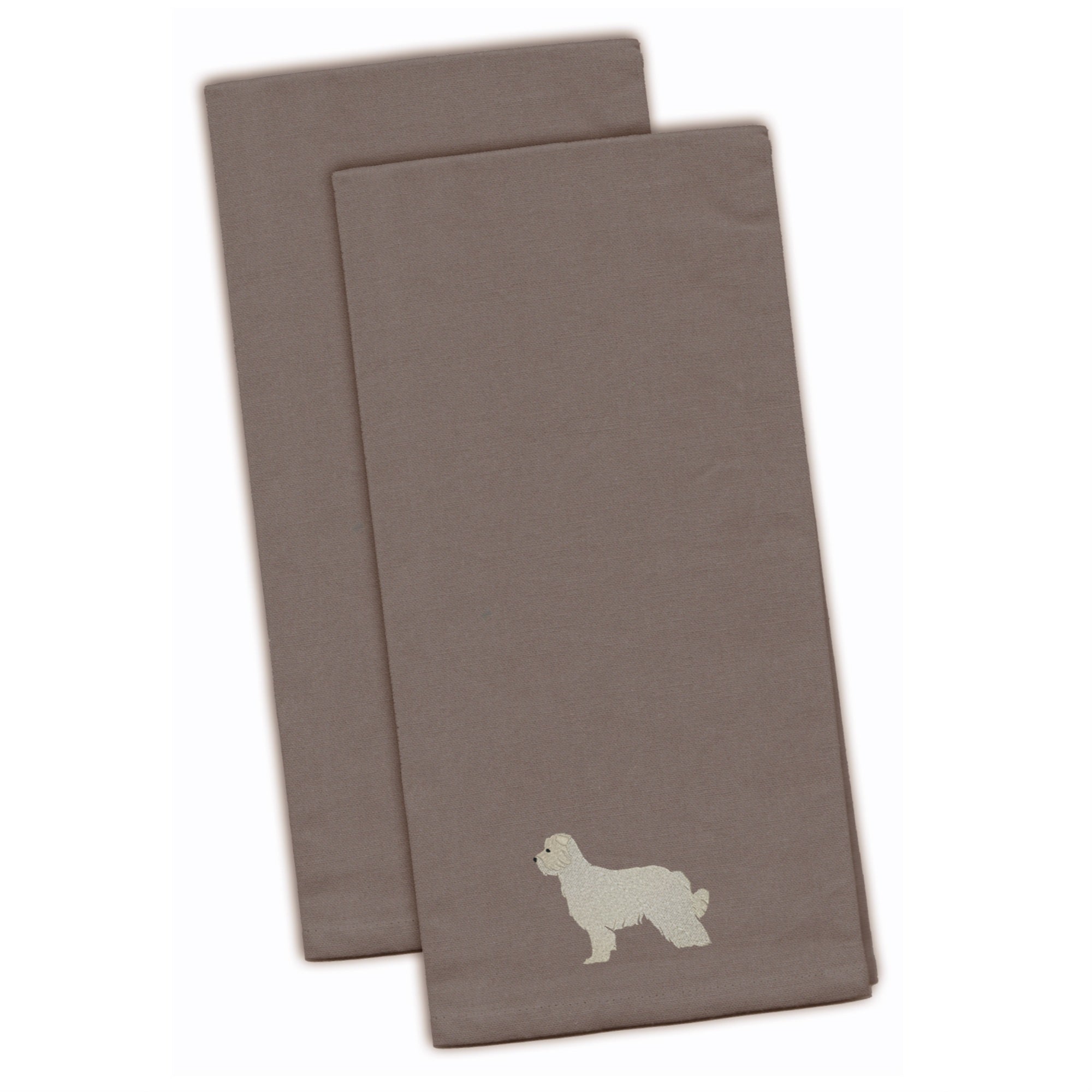 Caroline'S Treasures Bb3418Gytwe Pyrenean Shepherd Gray Embroidered Kitchen Towel (Set Of 2), 28 X 19, Multicolor