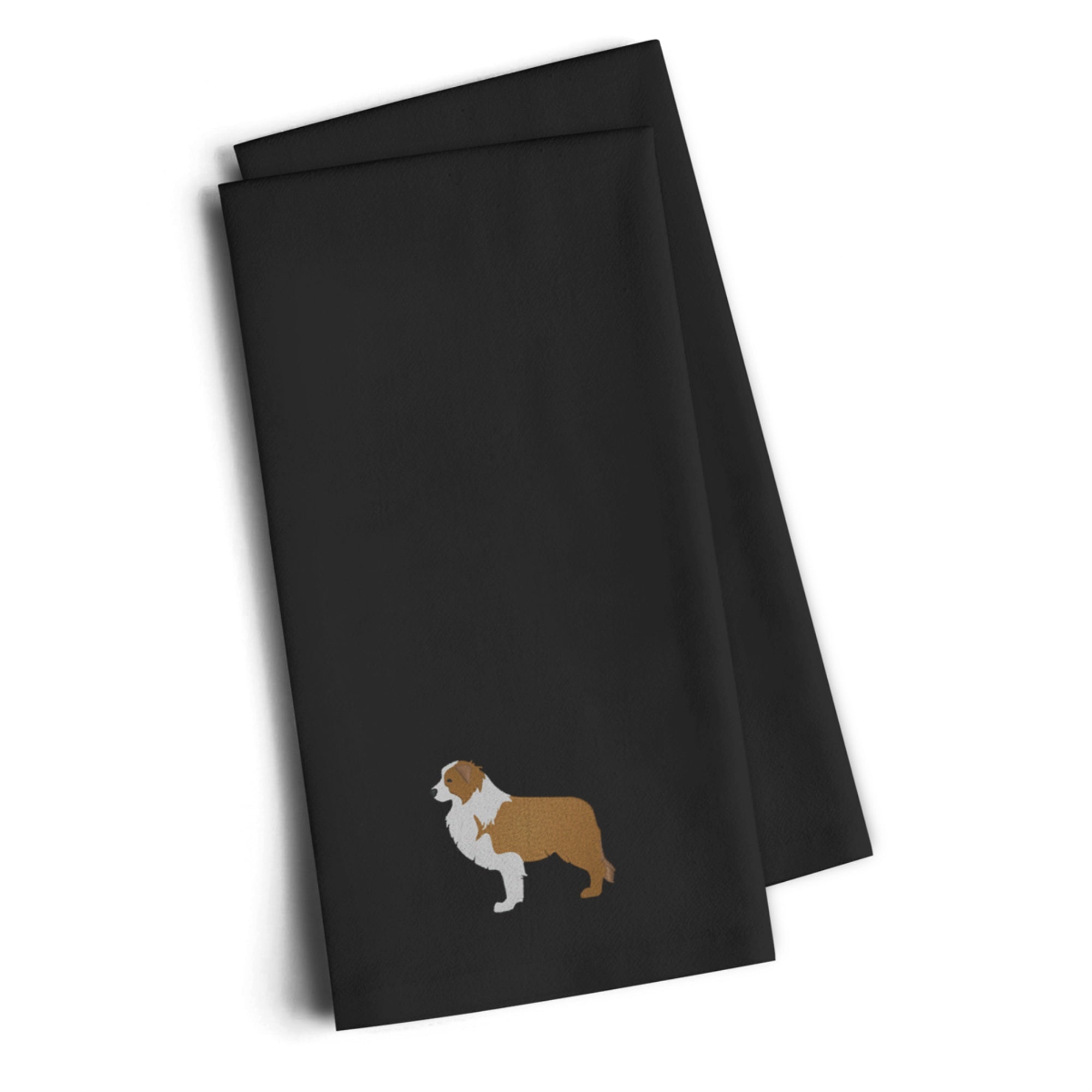 Caroline'S Treasures Bb3422Bktwe Red Border Collie Black Embroidered Kitchen Towel (Set Of 2), 28 H X 19 W, Multicolor