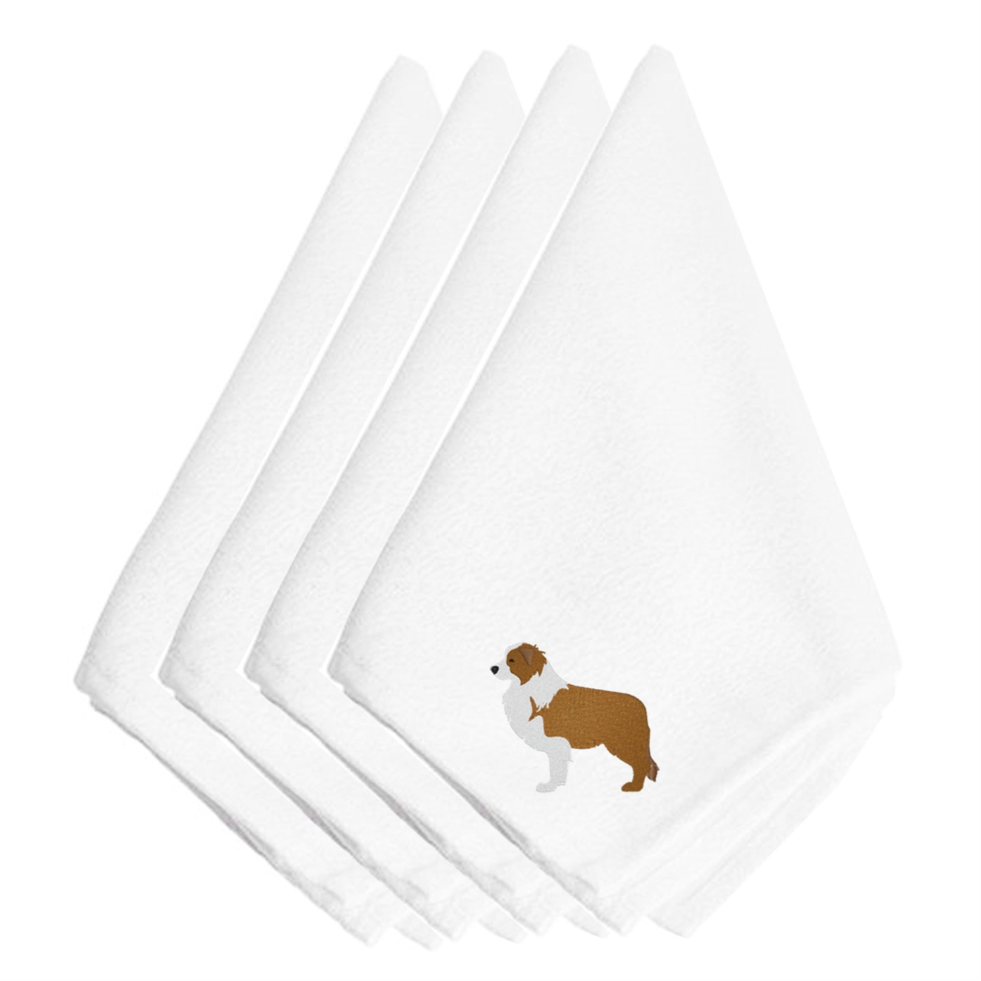 Caroline'S Treasures Bb3422Npke Red Border Collie Embroidered Napkins (Set Of 4), 20, Multicolor