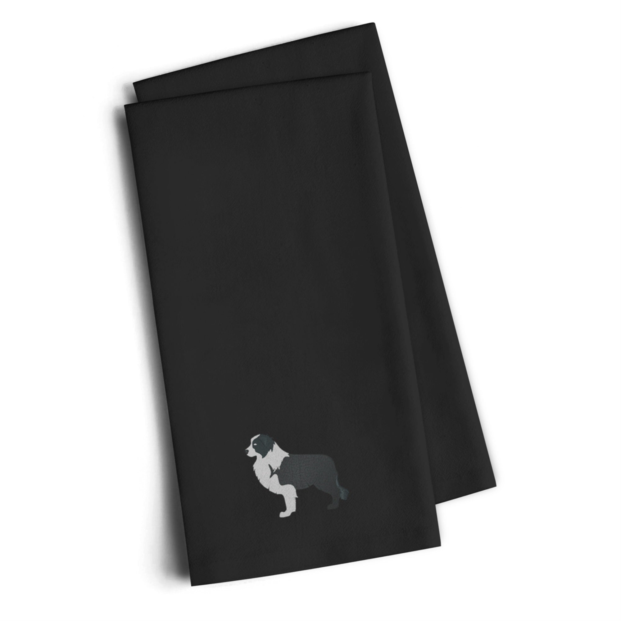 Caroline'S Treasures Bb3423Bktwe Black Border Collie Black Embroidered Kitchen Towel (Set Of 2), 28 H X 19 W, Multicol