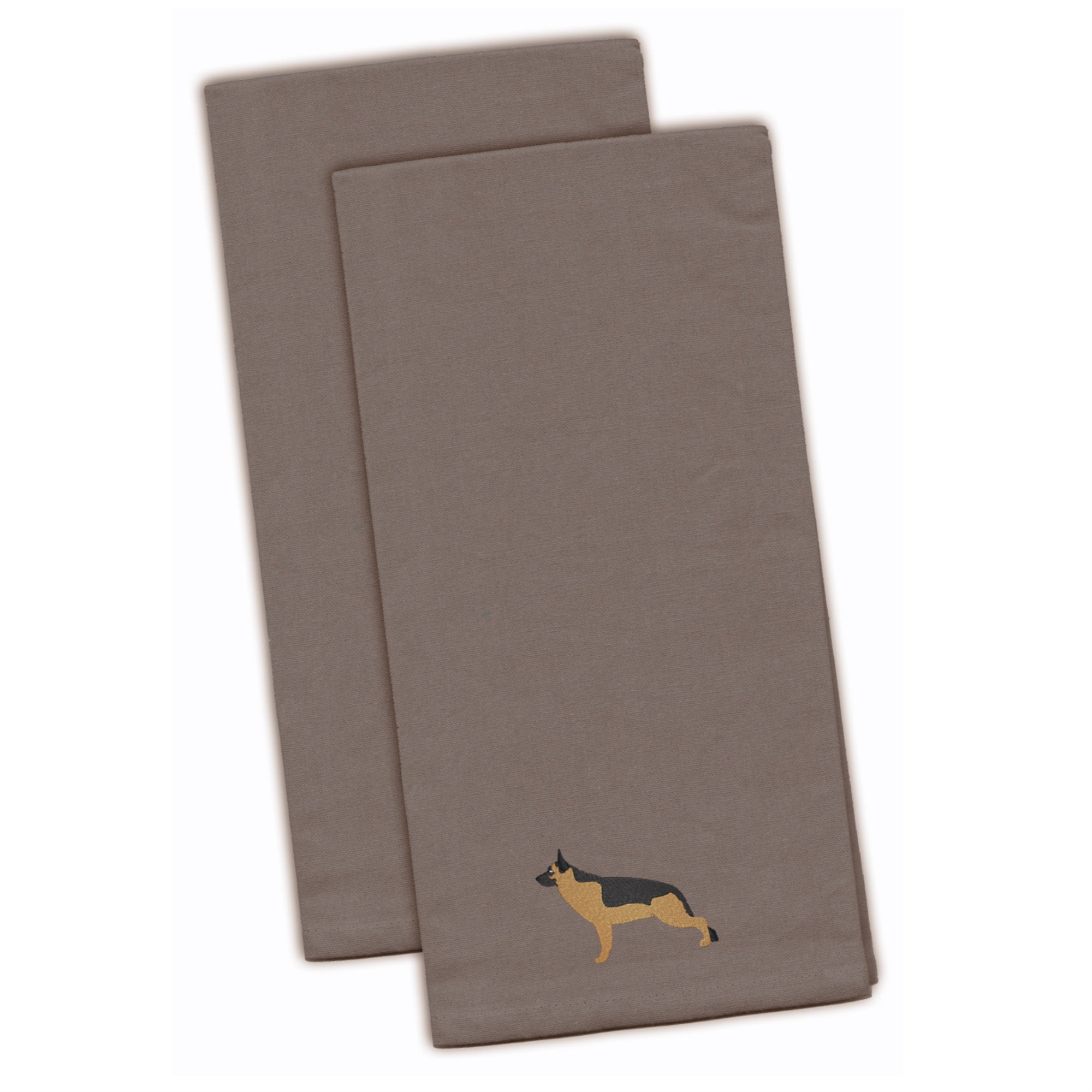 Caroline'S Treasures Bb3424Gytwe German Shepherd Gray Embroidered Kitchen Towel (Set Of 2), 28 X 19, Multicolor