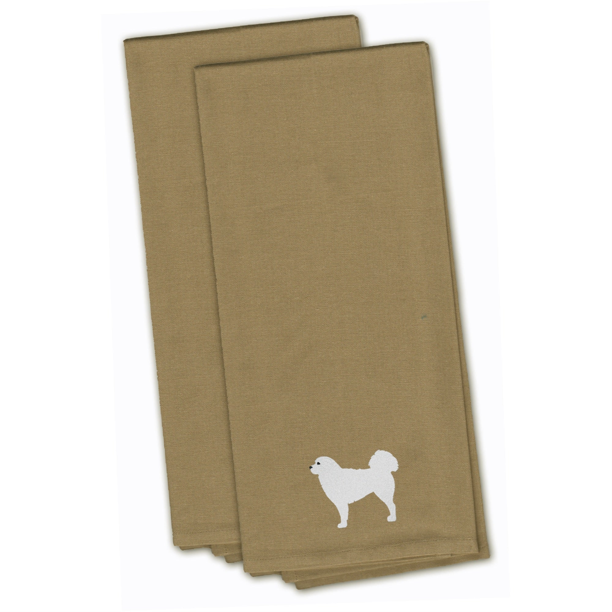 Caroline'S Treasures Bb3427Tntwe Polish Tatra Sheepdog Tan Embroidered Kitchen Towel (Set Of 2), 28 X 19, Multicolor