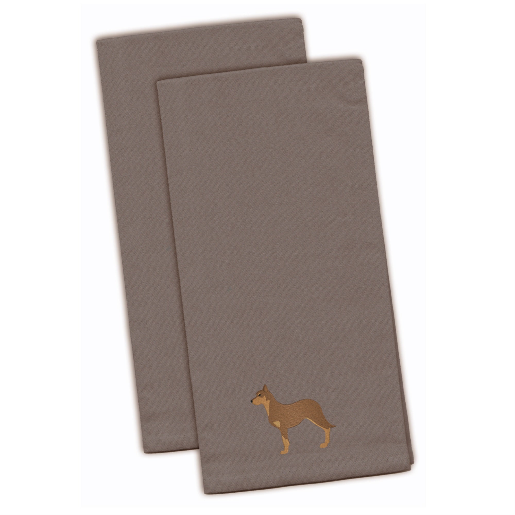Caroline'S Treasures Bb3429Gytwe Australian Kelpie Dog Gray Embroidered Kitchen Towel (Set Of 2), 28 X 19, Multicolor,