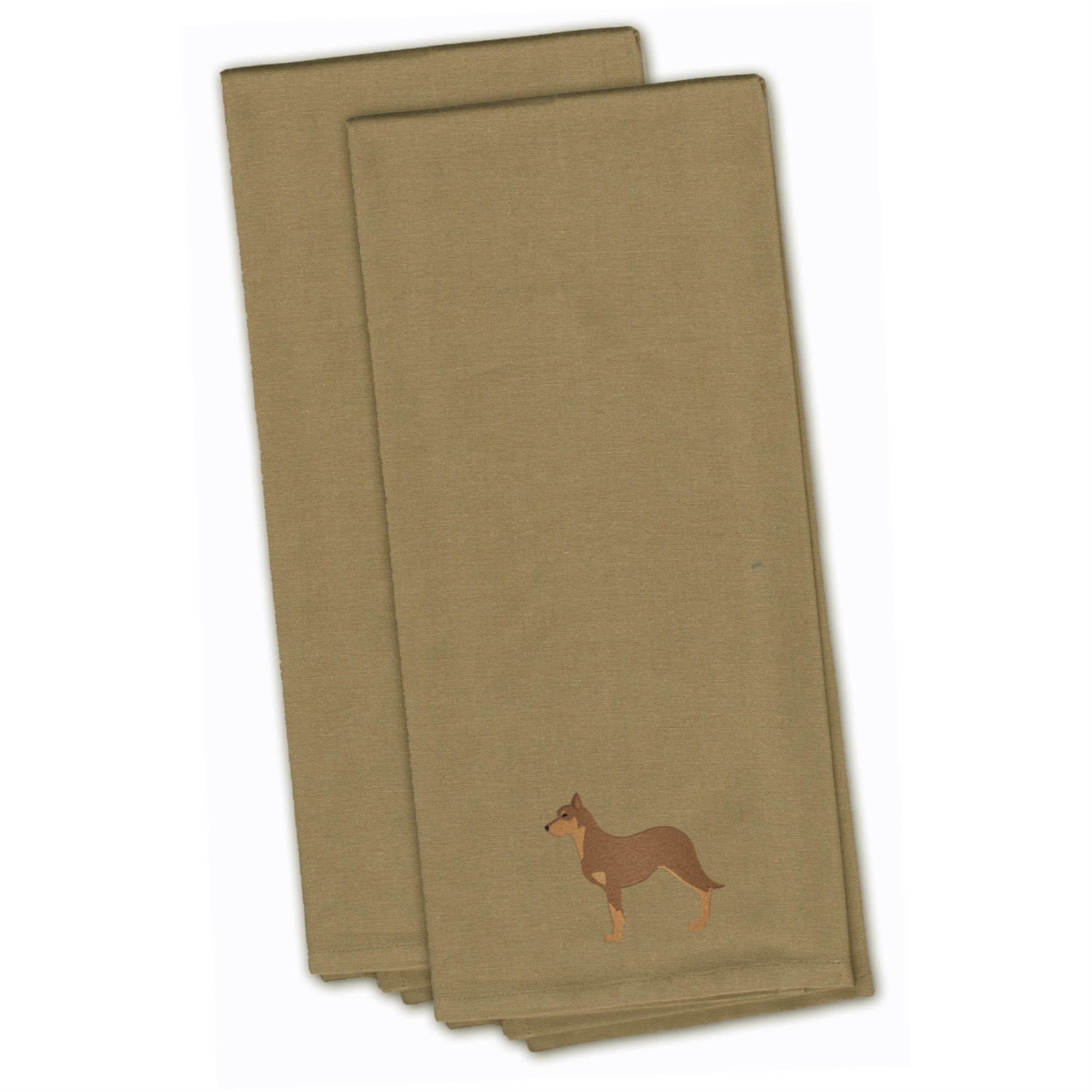Caroline'S Treasures Bb3429Tntwe Australian Kelpie Dog Tan Embroidered Kitchen Towel (Set Of 2), 28 X 19, Multicolor