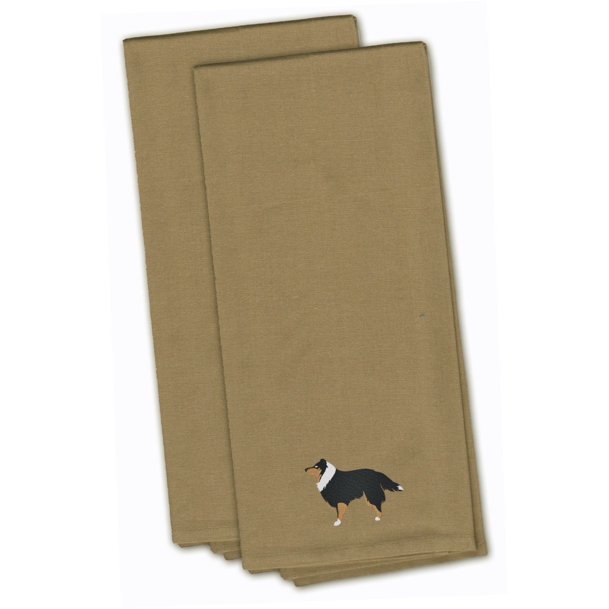 Caroline'S Treasures Bb3430Tntwe Sheltie/Shetland Sheepdog Tan Embroidered Kitchen Towel (Set Of 2), 28 X 19, Multicol