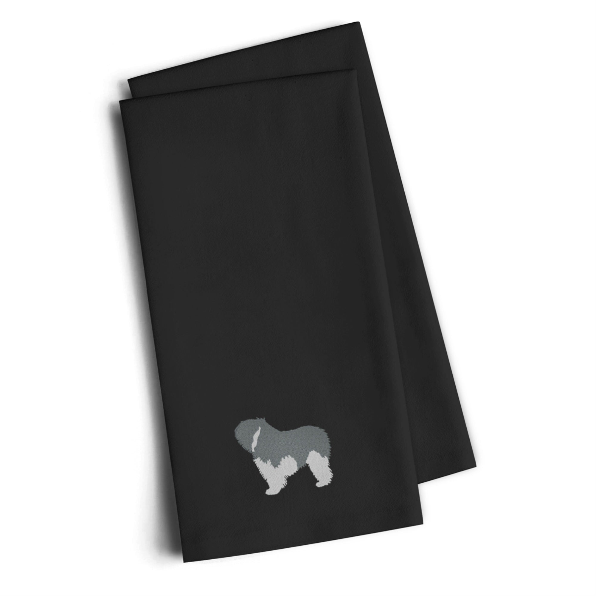 Caroline'S Treasures Bb3432Bktwe Polish Lowland Sheepdog Dog Black Embroidered Kitchen Towel (Set Of 2), 28 H X 19 W,