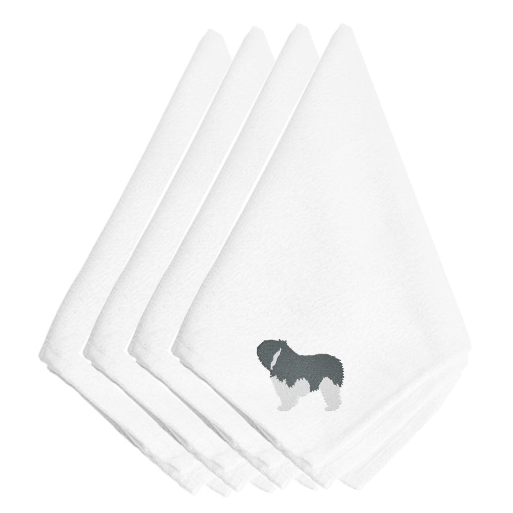 Caroline'S Treasures Bb3432Npke Polish Lowland Sheepdog Dog Embroidered Napkins (Set Of 4), 20, Multicolor