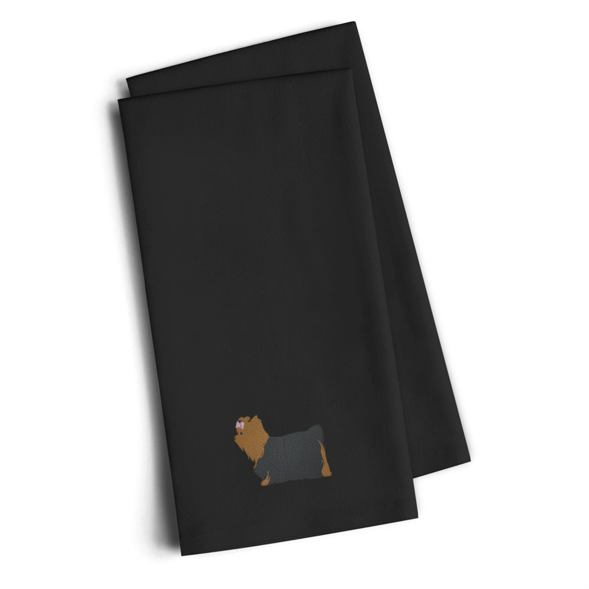 Caroline'S Treasures Bb3434Bktwe Yorkshire Terrier Yorkie Black Embroidered Kitchen Towel (Set Of 2), 28 H X 19 W, Mul