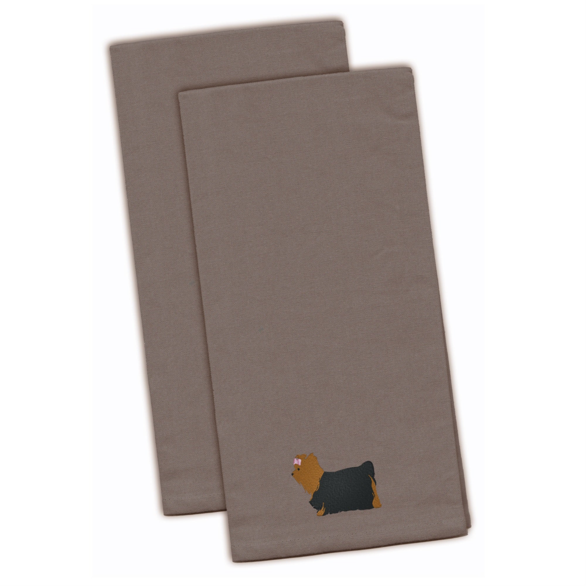 Caroline'S Treasures Bb3434Gytwe Yorkshire Terrier Yorkie Gray Embroidered Kitchen Towel (Set Of 2), 28 X 19, Multicol