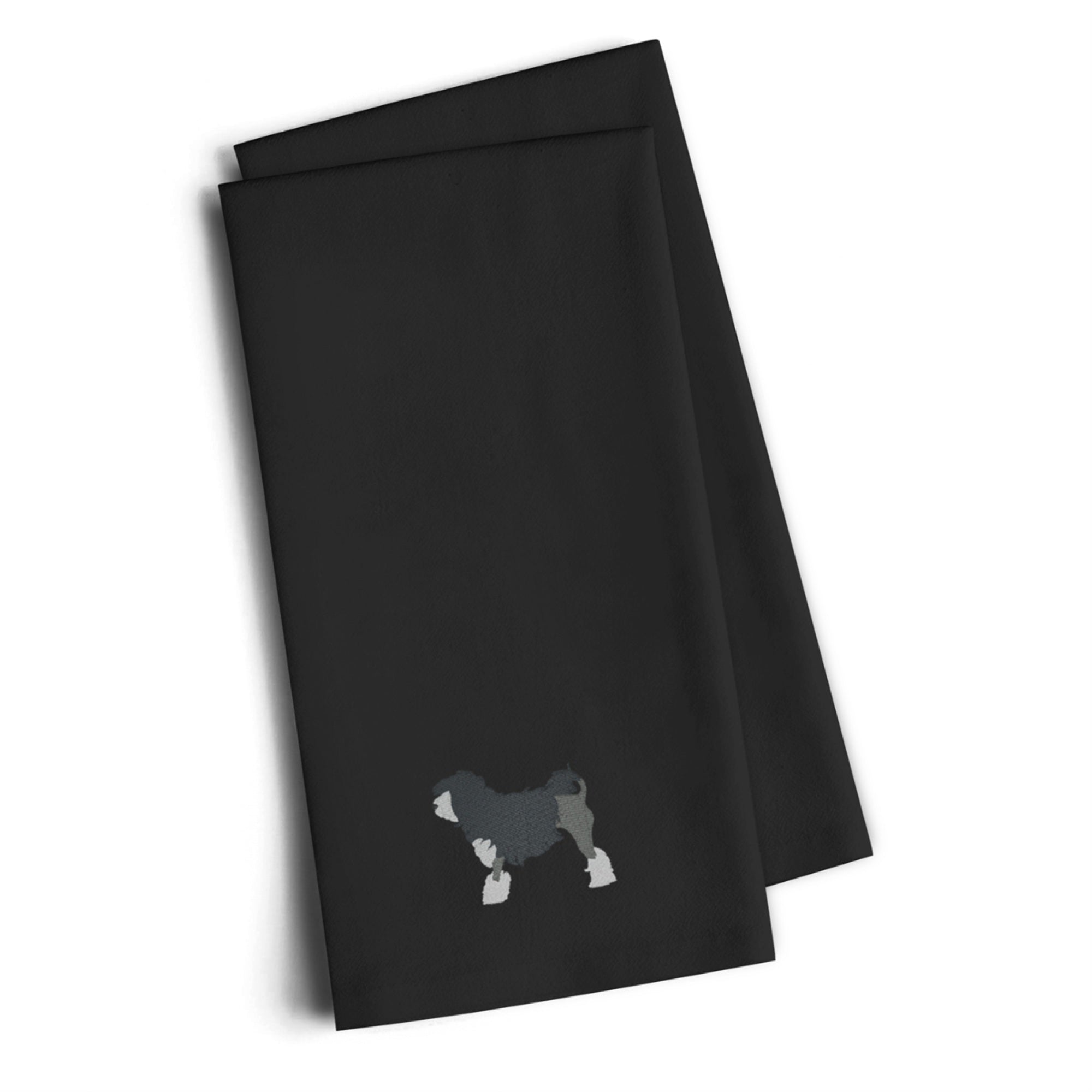 Caroline'S Treasures Bb3435Bktwe Lowchen Black Embroidered Kitchen Towel (Set Of 2), 28 H X 19 W, Multicolor
