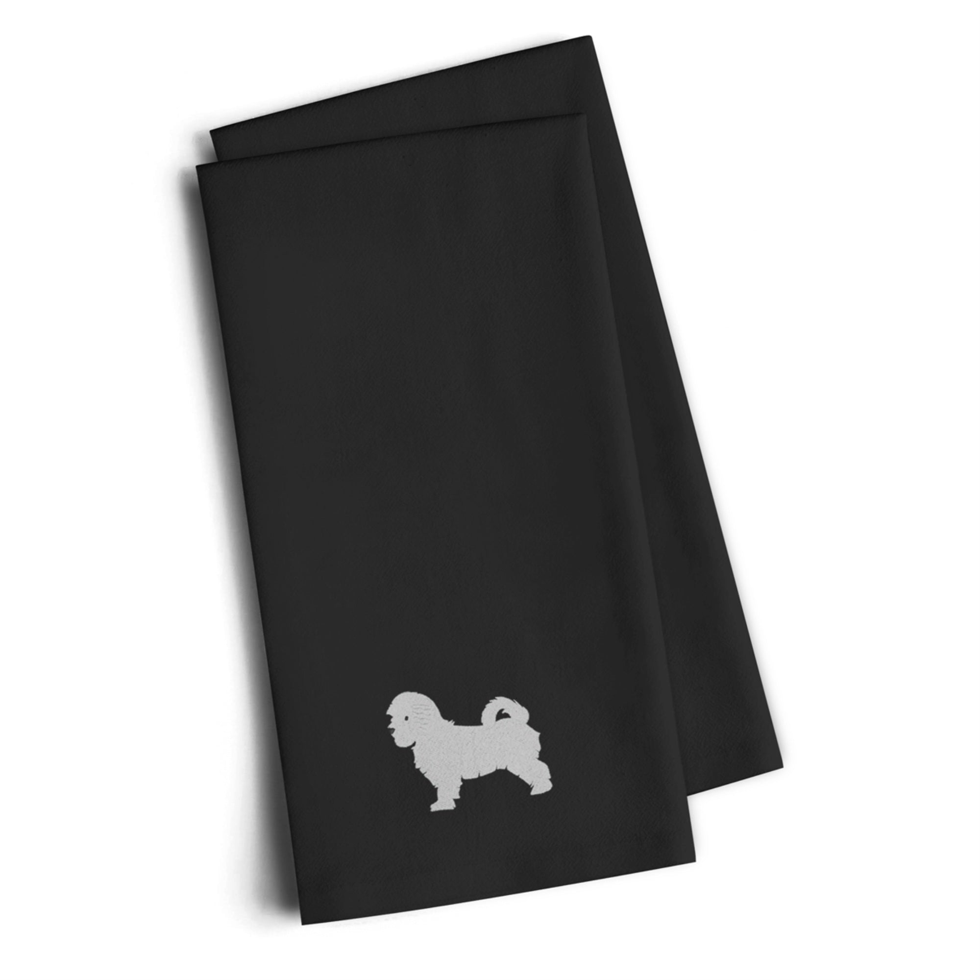 Caroline'S Treasures Bb3436Bktwe Maltese Black Embroidered Kitchen Towel (Set Of 2), 28 H X 19 W, Multicolor