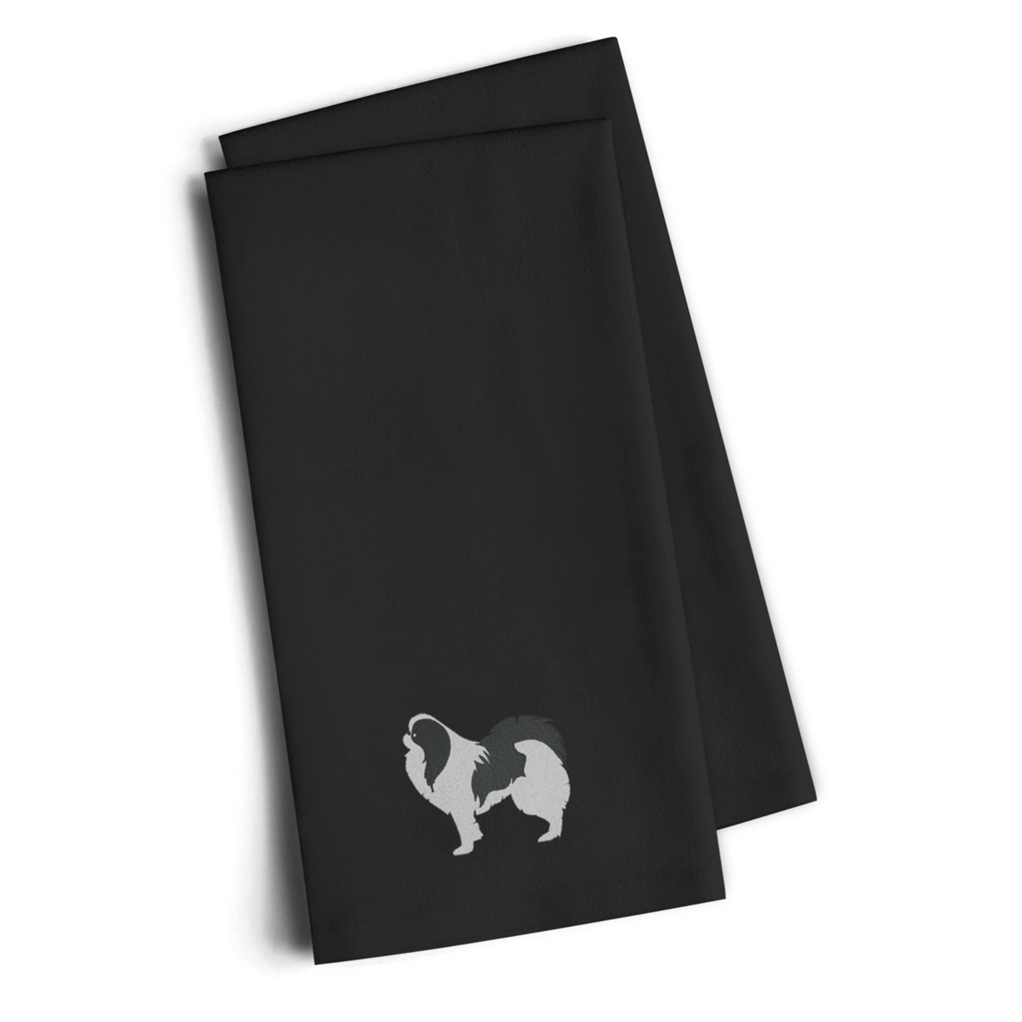 Caroline'S Treasures Bb3437Bktwe Japanese Chin Black Embroidered Kitchen Towel (Set Of 2), 28 H X 19 W, Multicolor