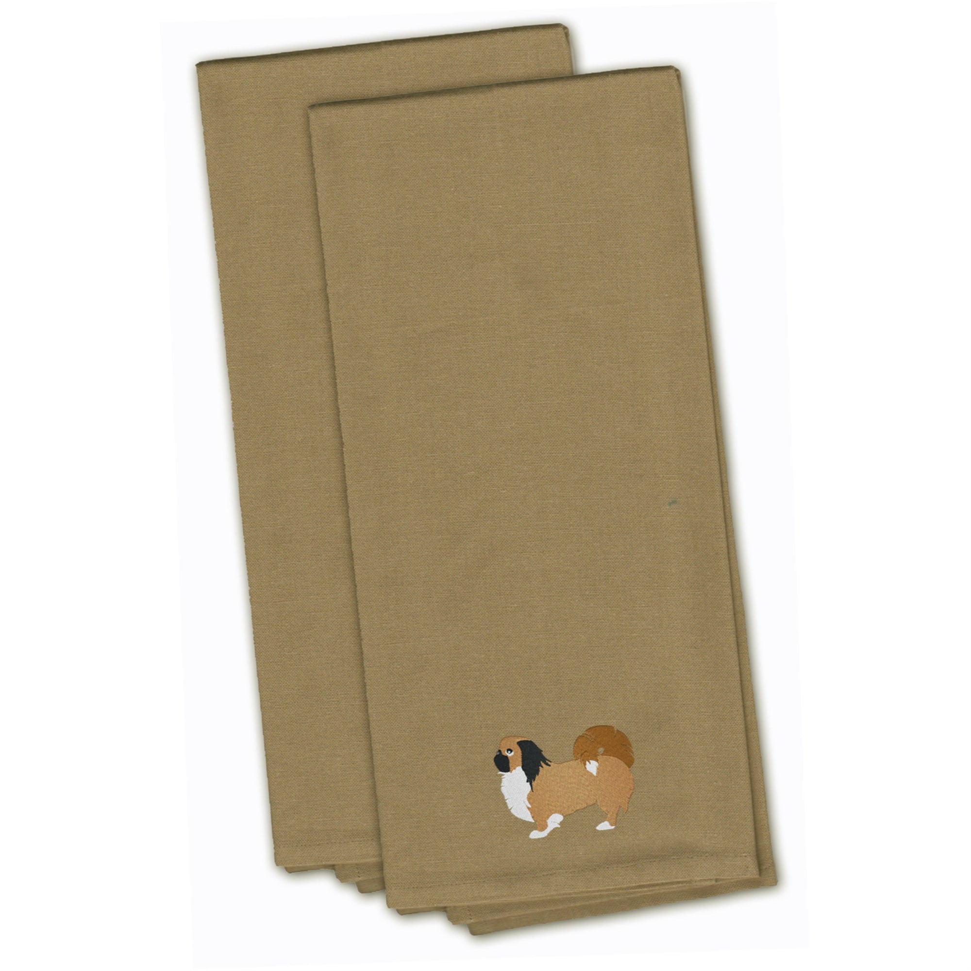 Caroline'S Treasures Bb3438Tntwe Pekingese Tan Embroidered Kitchen Towel (Set Of 2), 28 X 19, Multicolor