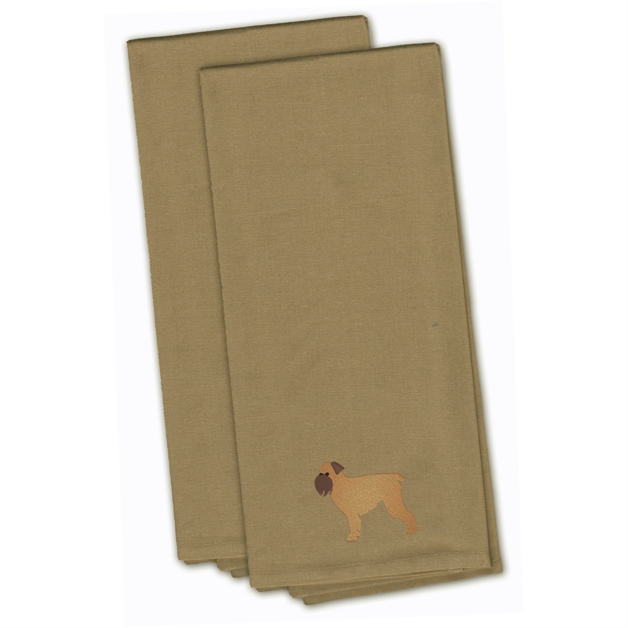 Caroline'S Treasures Bb3440Tntwe Brussels Griffon Tan Embroidered Kitchen Towel (Set Of 2), 28 X 19, Multicolor
