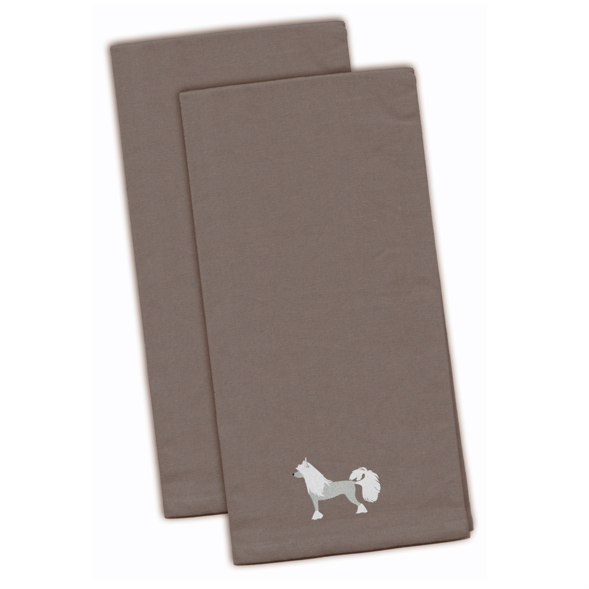 Caroline'S Treasures Bb3443Gytwe Chinese Crested Gray Embroidered Kitchen Towel (Set Of 2), 28 X 19, Multicolor