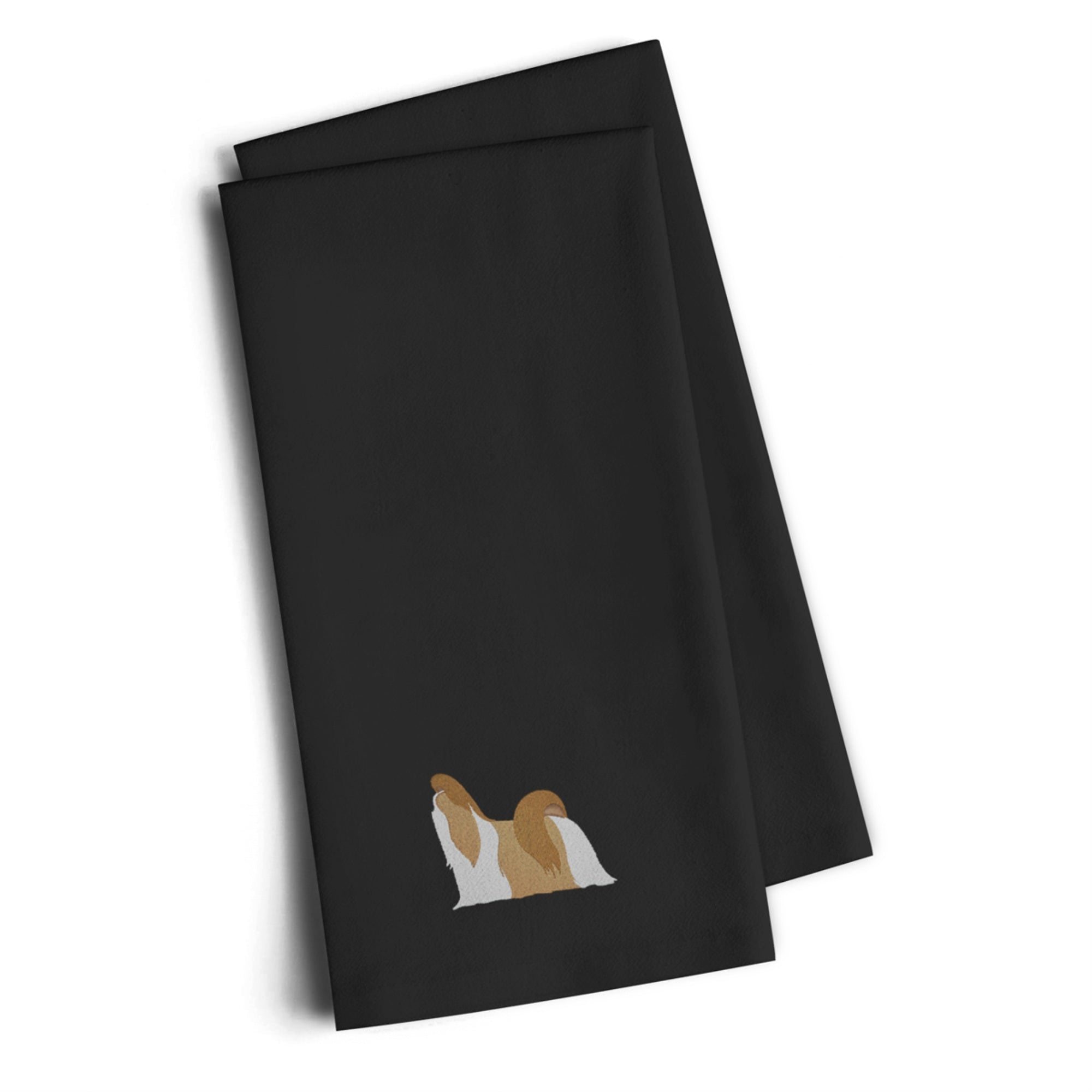Caroline'S Treasures Bb3446Bktwe Shih Tzu Black Embroidered Kitchen Towel (Set Of 2), 28 H X 19 W, Multicolor