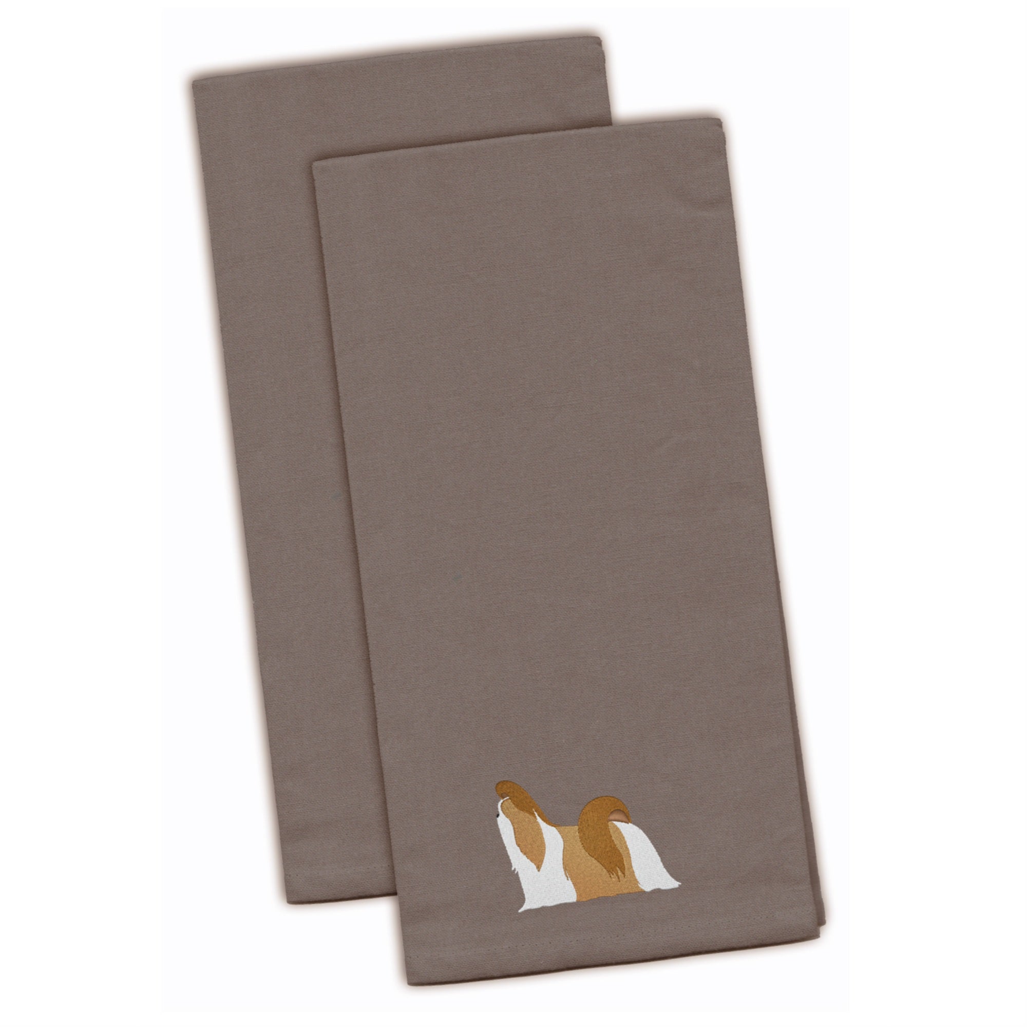 Caroline'S Treasures Bb3446Gytwe Shih Tzu Gray Embroidered Kitchen Towel (Set Of 2), 28 X 19, Multicolor
