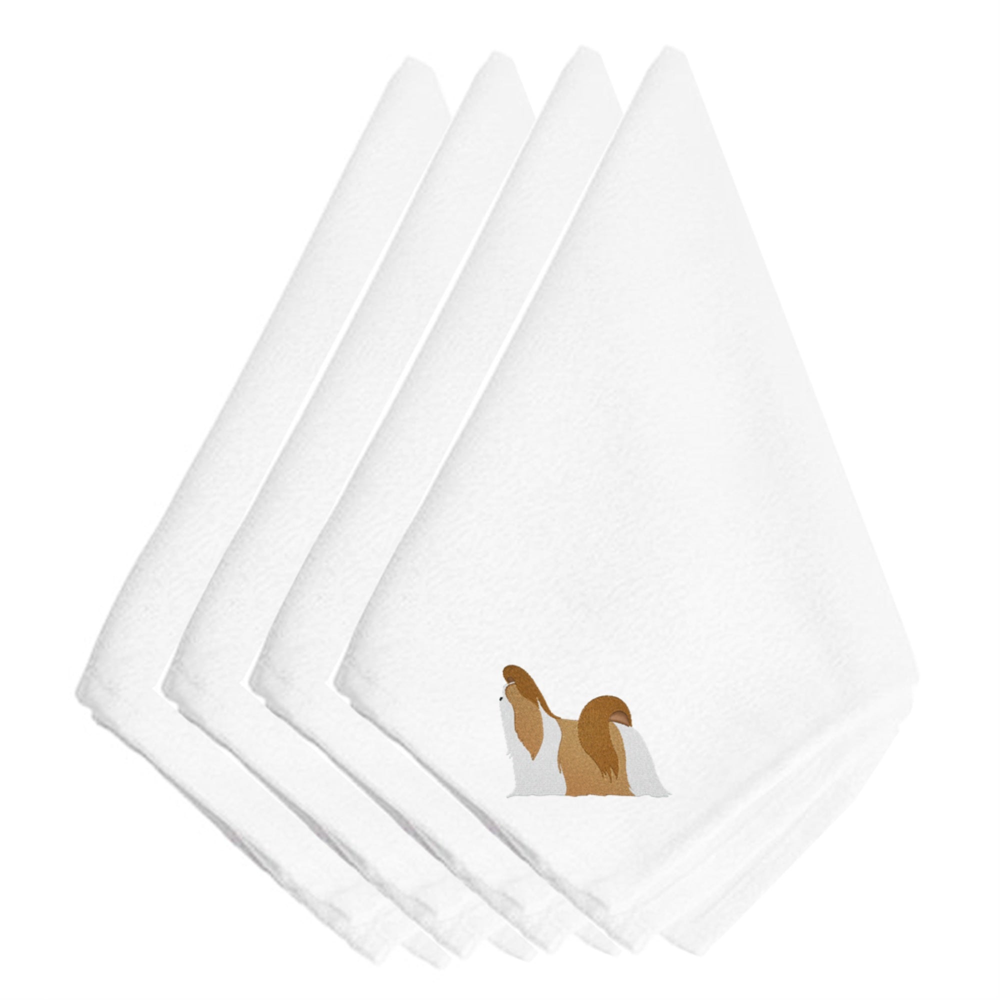 Caroline'S Treasures Bb3446Npke Shih Tzu Embroidered Napkins (Set Of 4), 20, Multicolor