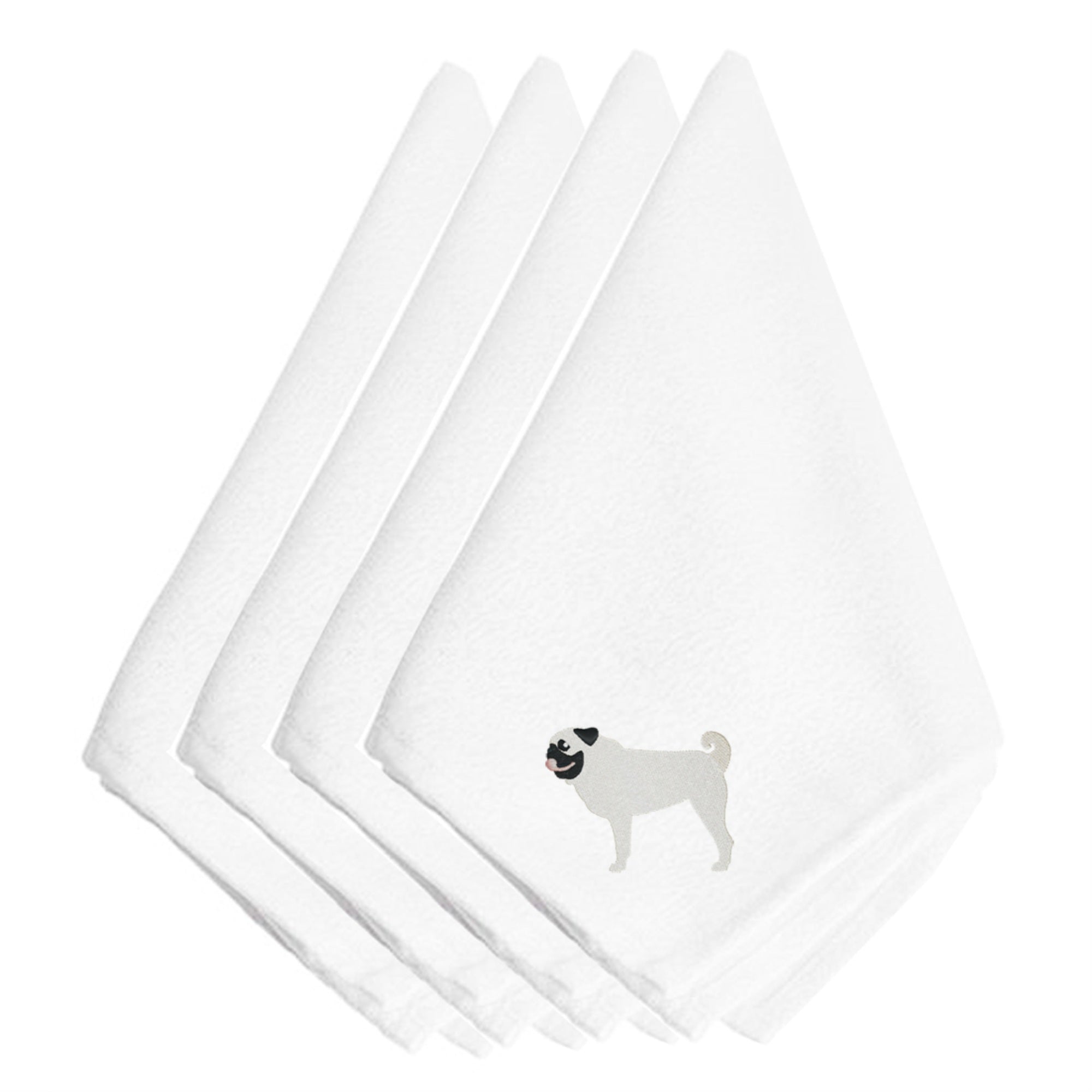 Caroline'S Treasures Bb3447Npke Pug Embroidered Napkins (Set Of 4), 20, Multicolor