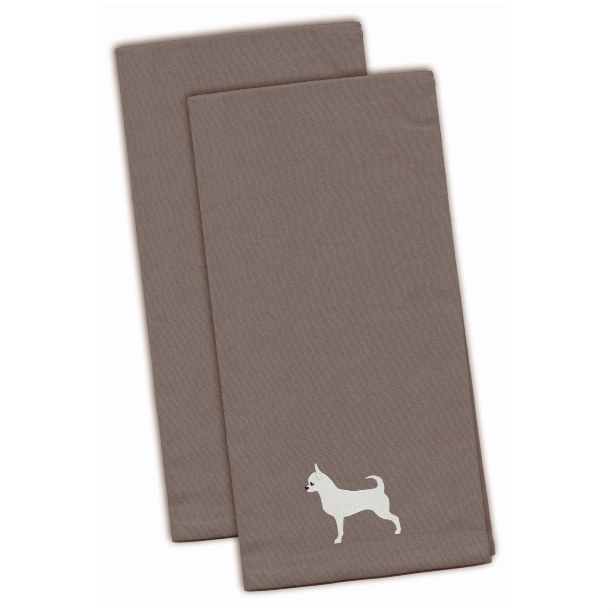 Caroline'S Treasures Bb3450Gytwe Chihuahua Gray Embroidered Kitchen Towel (Set Of 2), 28 X 19, Multicolor