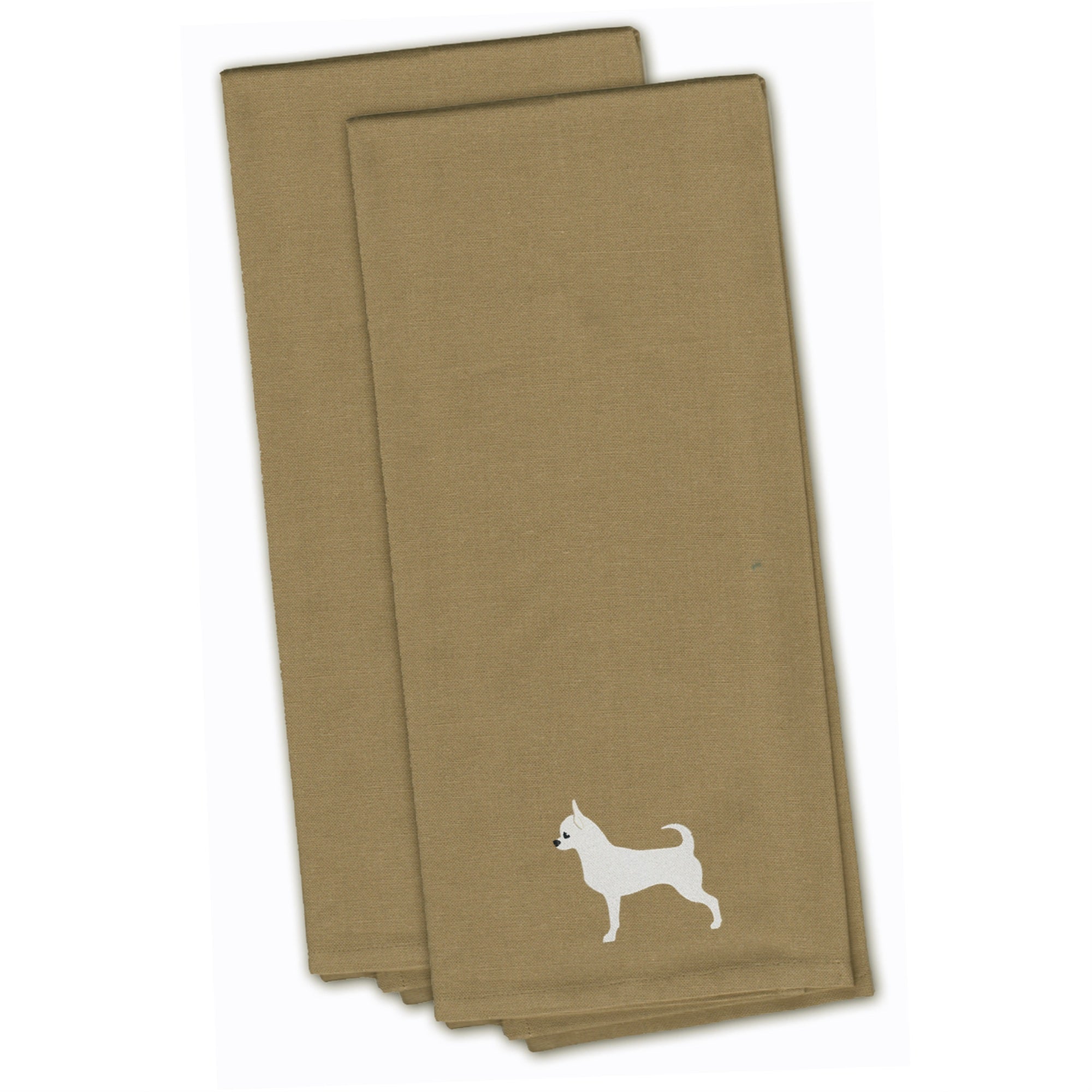 Caroline'S Treasures Bb3450Tntwe Chihuahua Tan Embroidered Kitchen Towel (Set Of 2), 28 X 19, Multicolor