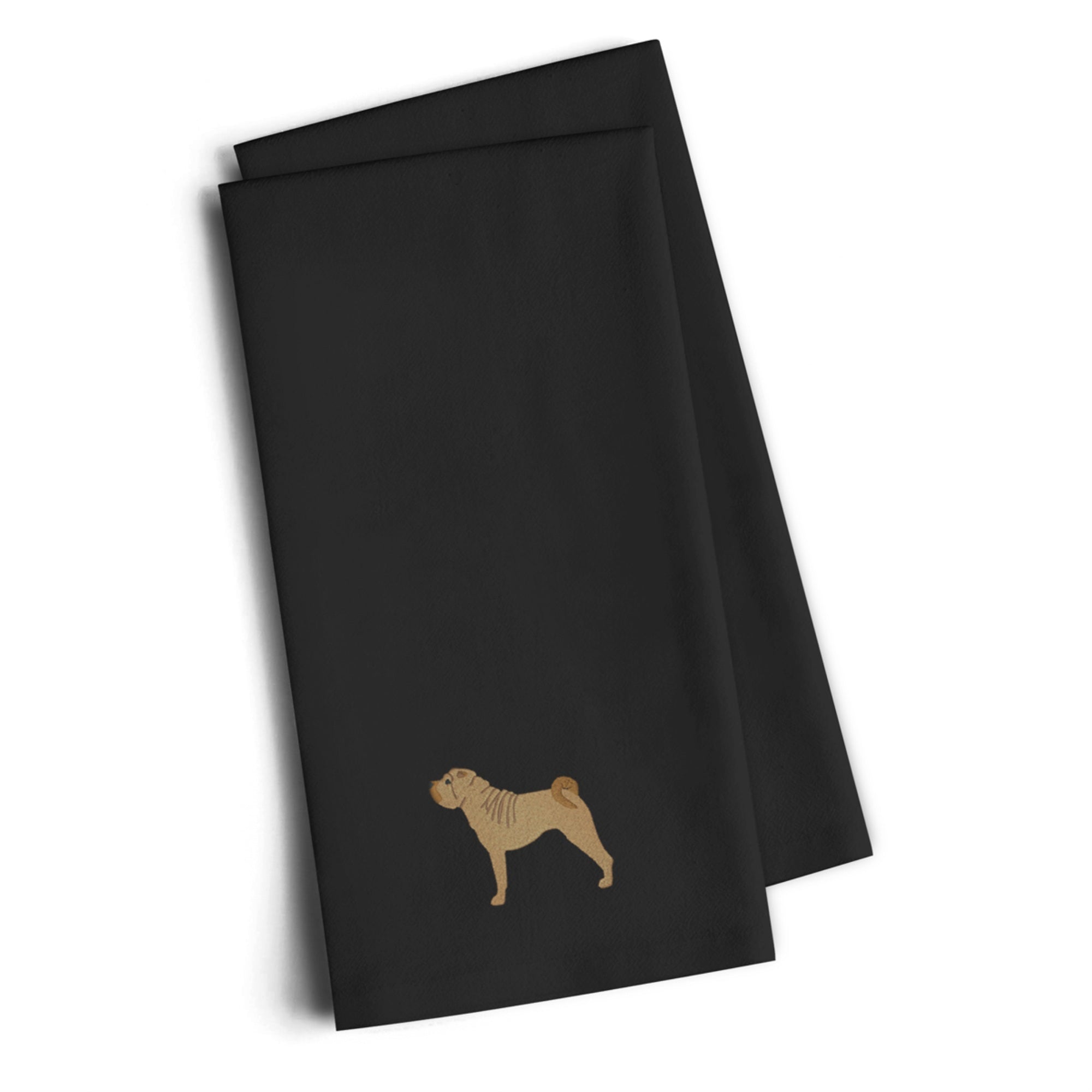 Caroline'S Treasures Bb3452Bktwe Shar Pei Merry Black Embroidered Kitchen Towel (Set Of 2), 28 H X 19 W, Multicolor