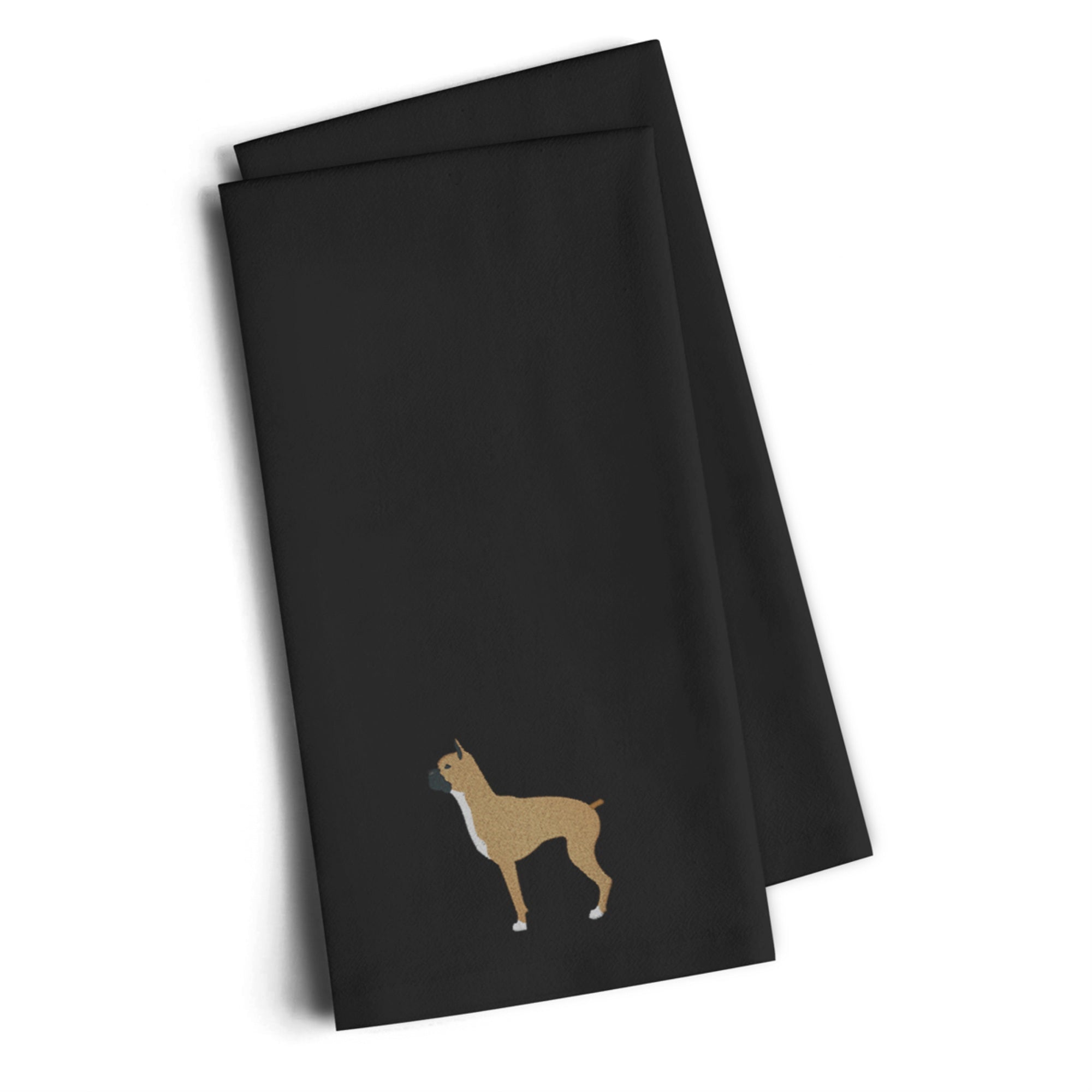 Caroline'S Treasures Bb3453Bktwe Boxer Black Embroidered Kitchen Towel (Set Of 2), 28 H X 19 W, Multicolor