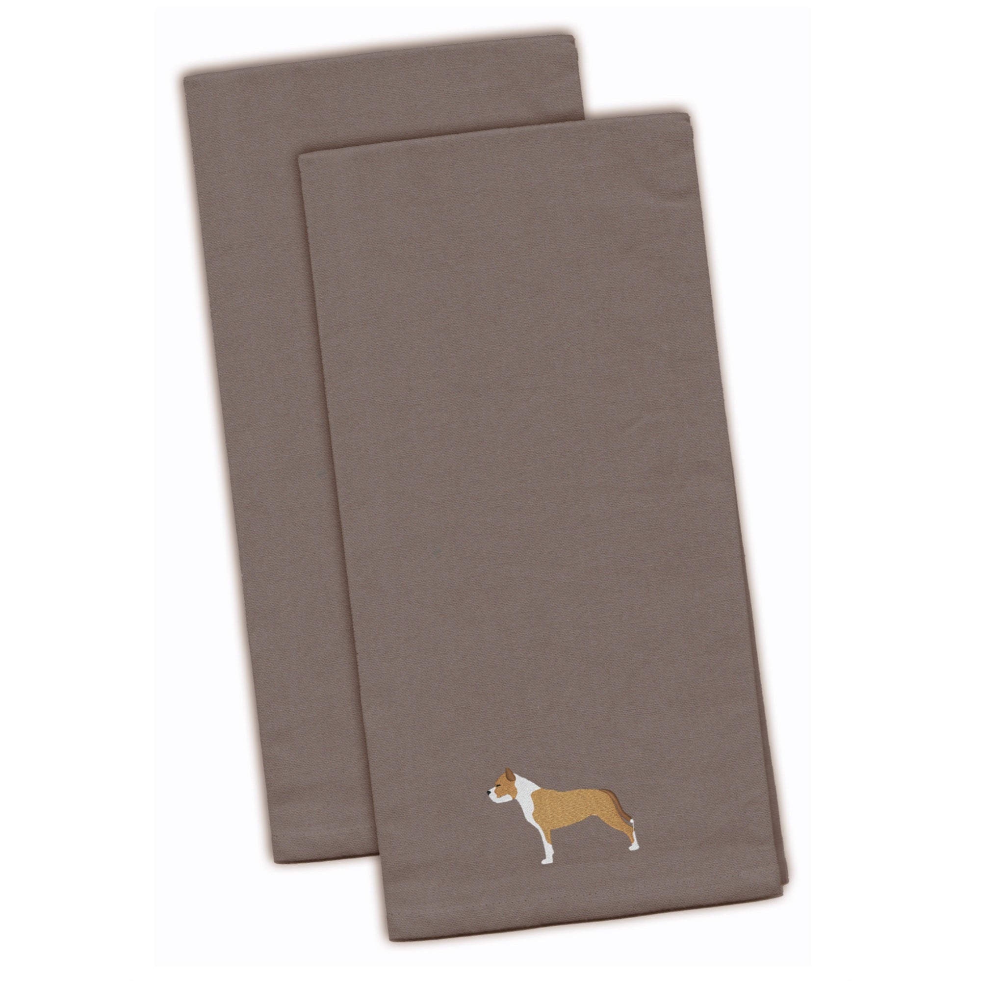 Caroline'S Treasures Bb3454Gytwe Staffordshire Bull Terrier Gray Embroidered Kitchen Towel (Set Of 2), 28 X 19, Multic