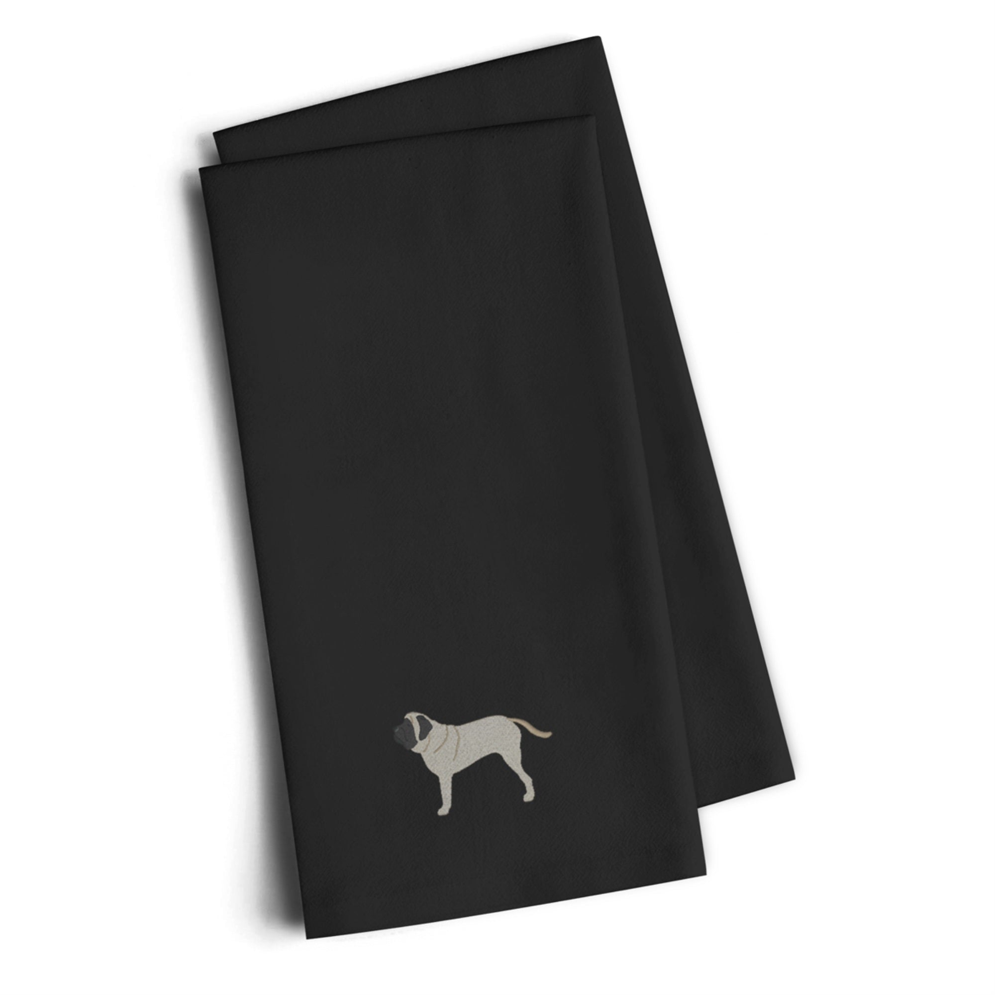 Caroline'S Treasures Bb3456Bktwe English Mastiff Black Embroidered Kitchen Towel (Set Of 2), 28 H X 19 W, Multicolor