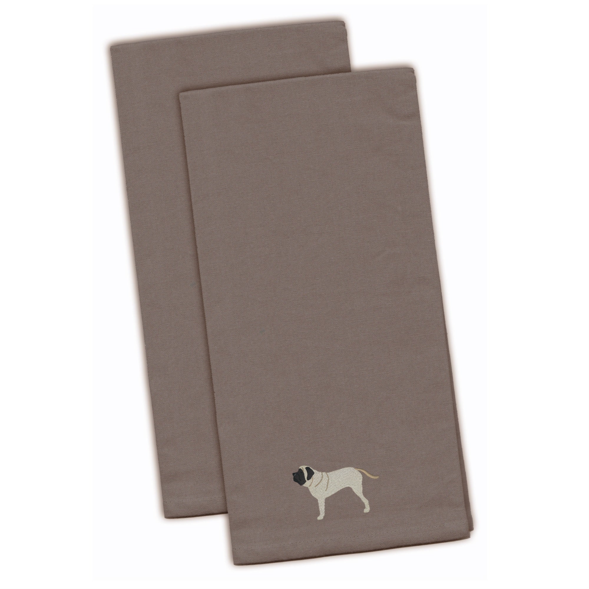 Caroline'S Treasures Bb3456Gytwe English Mastiff Gray Embroidered Kitchen Towel (Set Of 2), 28 X 19, Multicolor