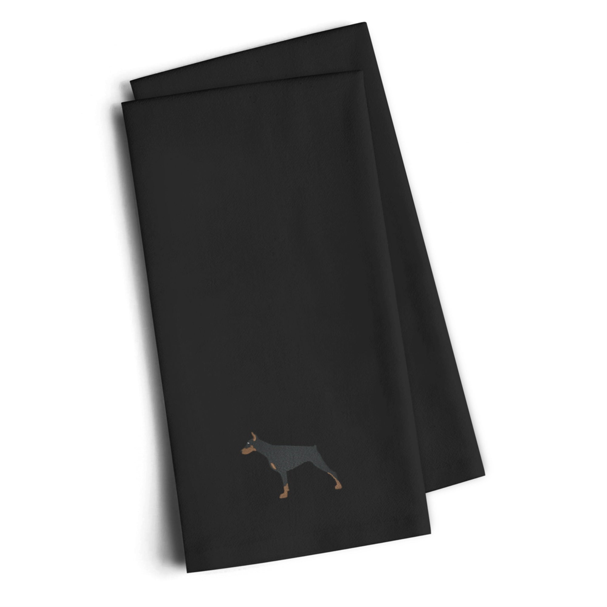 Caroline'S Treasures Bb3460Bktwe Doberman Pinscher Black Embroidered Kitchen Towel (Set Of 2), 28 H X 19 W, Multicolor