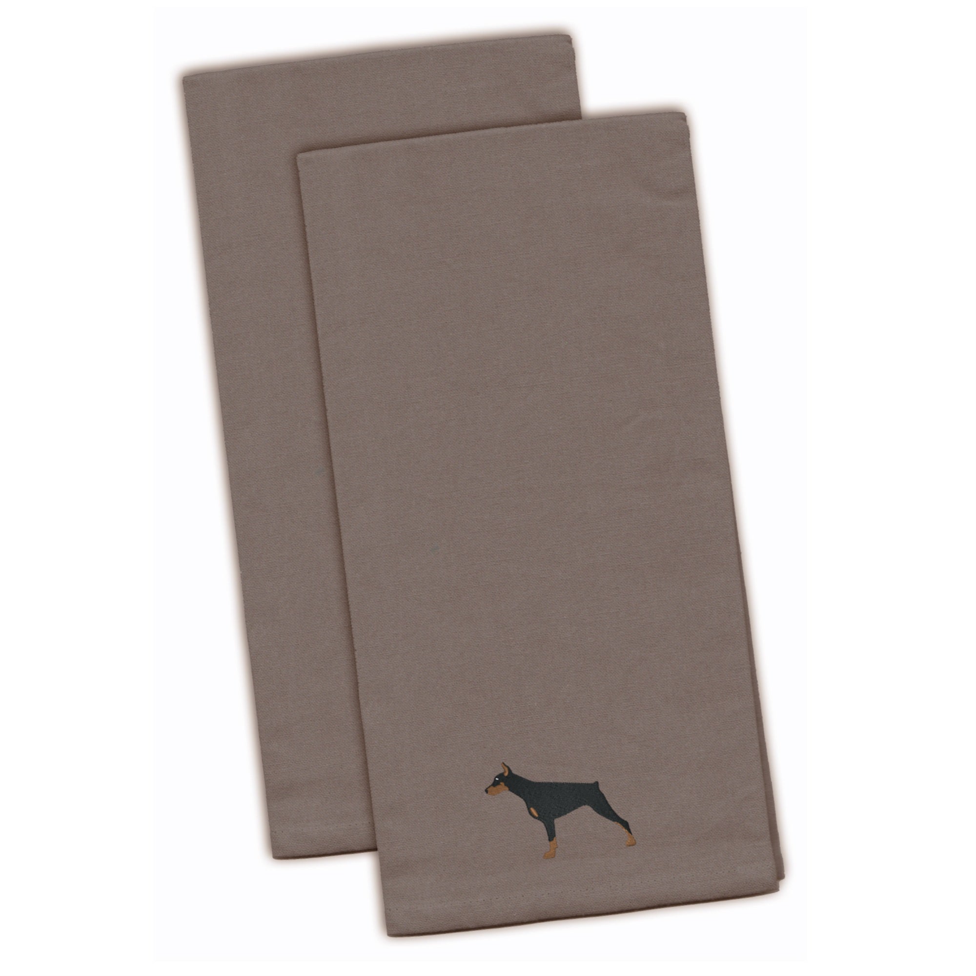 Caroline'S Treasures Bb3460Gytwe Doberman Pinscher Gray Embroidered Kitchen Towel (Set Of 2), 28 X 19, Multicolor