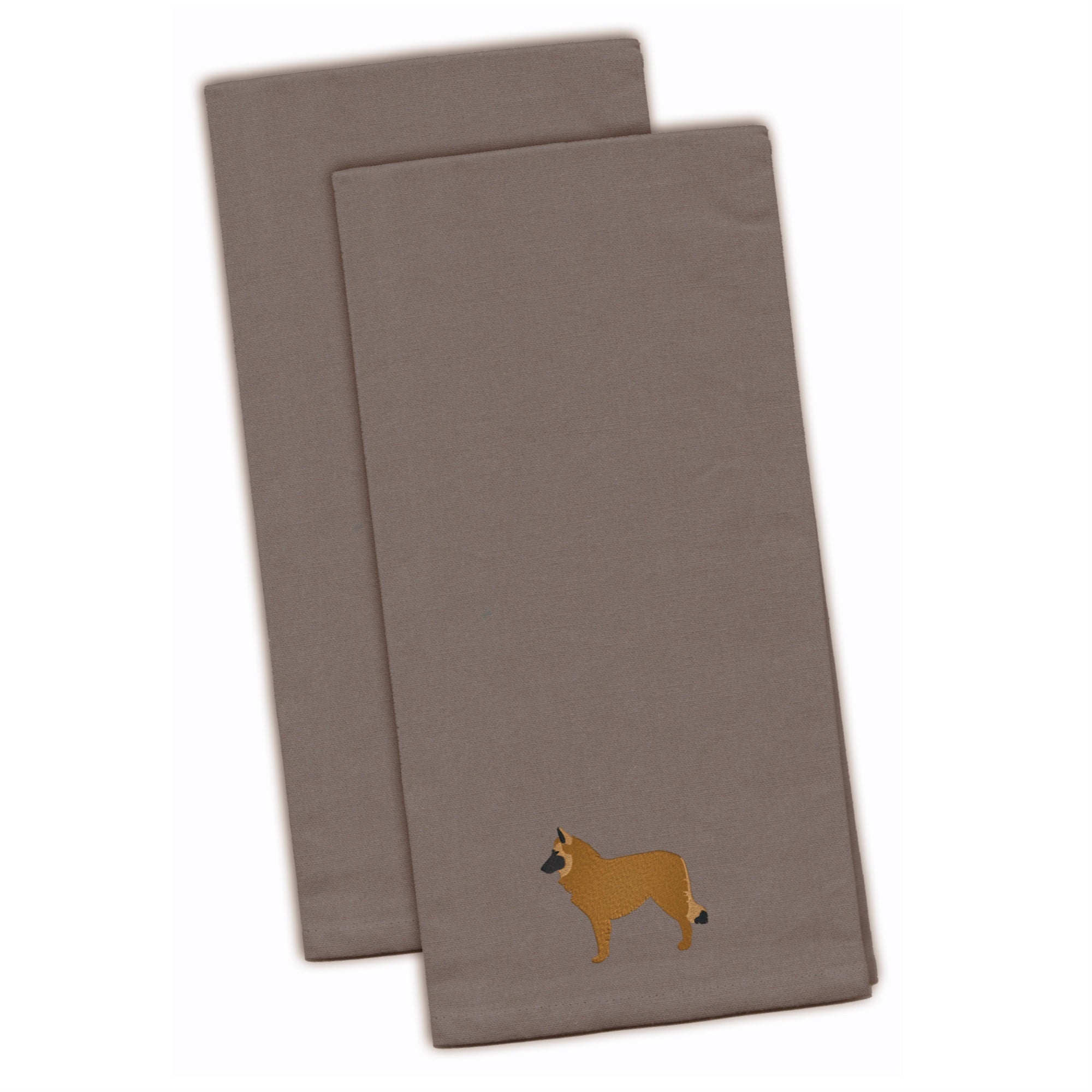 Caroline'S Treasures Bb3461Gytwe Belgian Shepherd Gray Embroidered Kitchen Towel (Set Of 2), 28 X 19, Multicolor