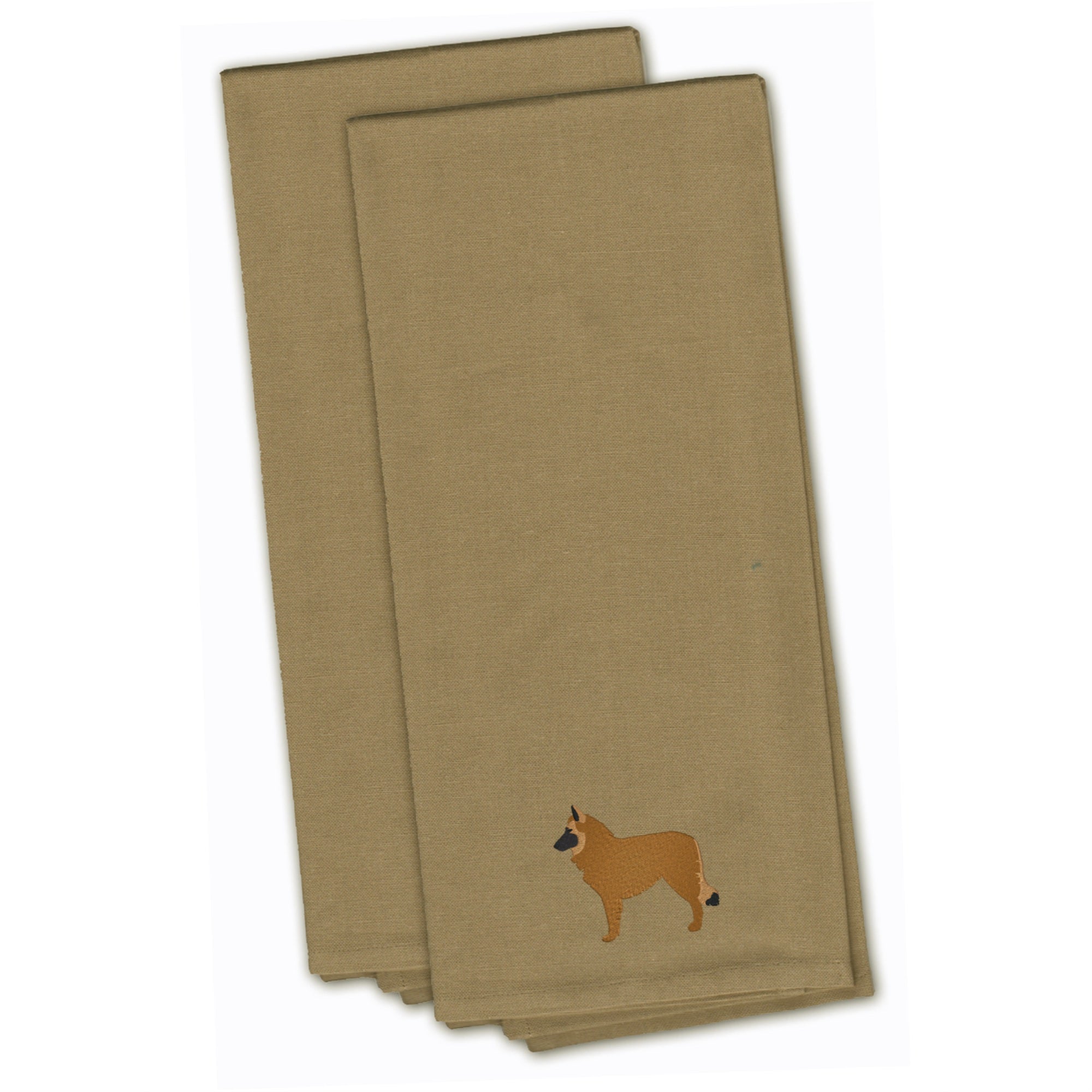Caroline'S Treasures Bb3461Tntwe Belgian Shepherd Tan Embroidered Kitchen Towel (Set Of 2), 28 X 19, Multicolor