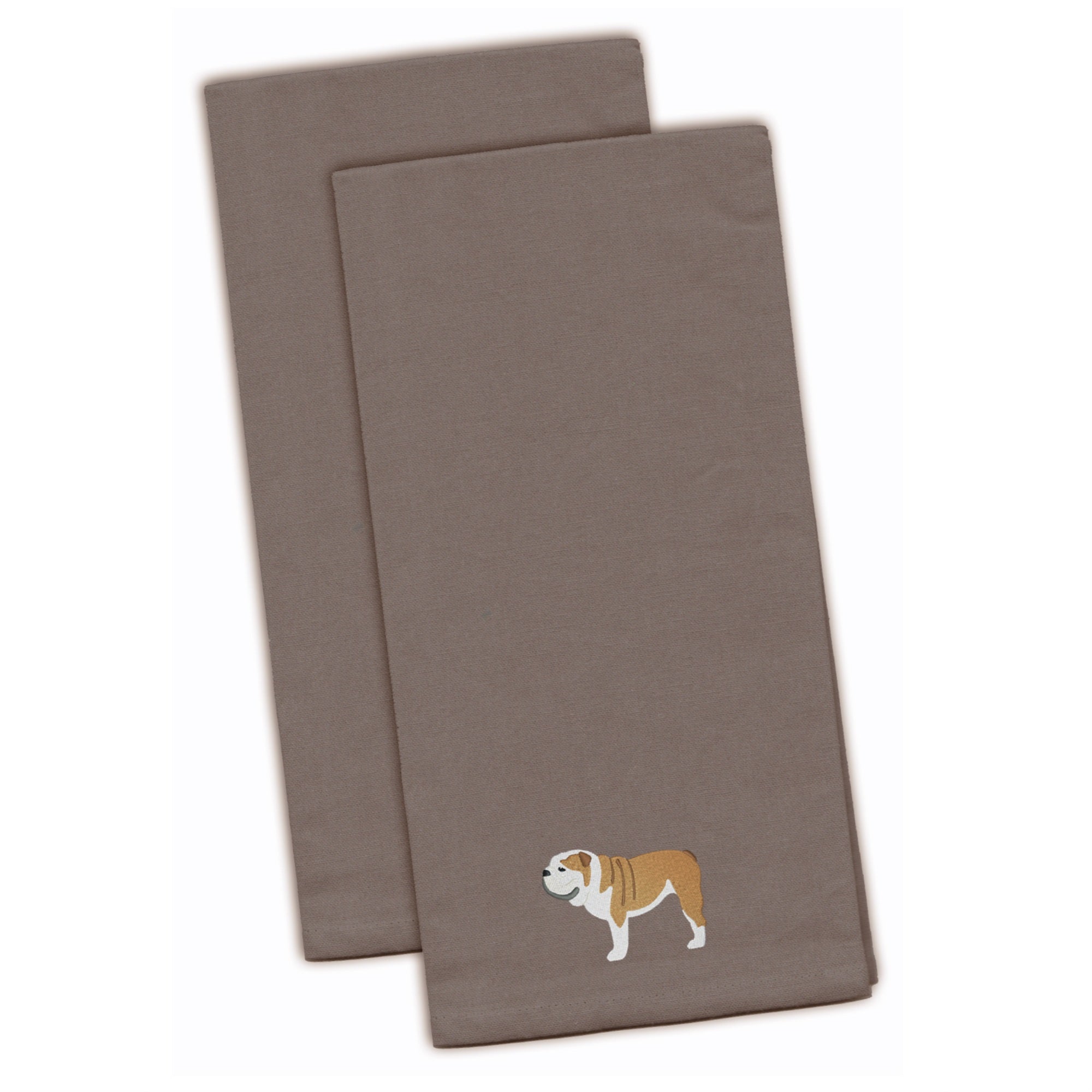 Caroline'S Treasures Bb3462Gytwe English Bulldog Gray Embroidered Kitchen Towel (Set Of 2), 28 X 19, Multicolor