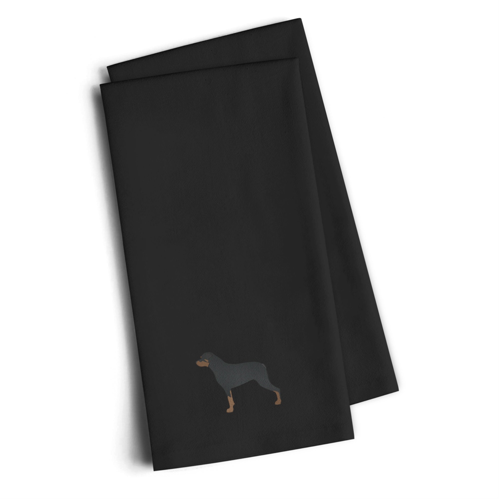 Caroline'S Treasures Bb3466Bktwe Rottweiler Black Embroidered Kitchen Towel (Set Of 2), 28 H X 19 W, Multicolor