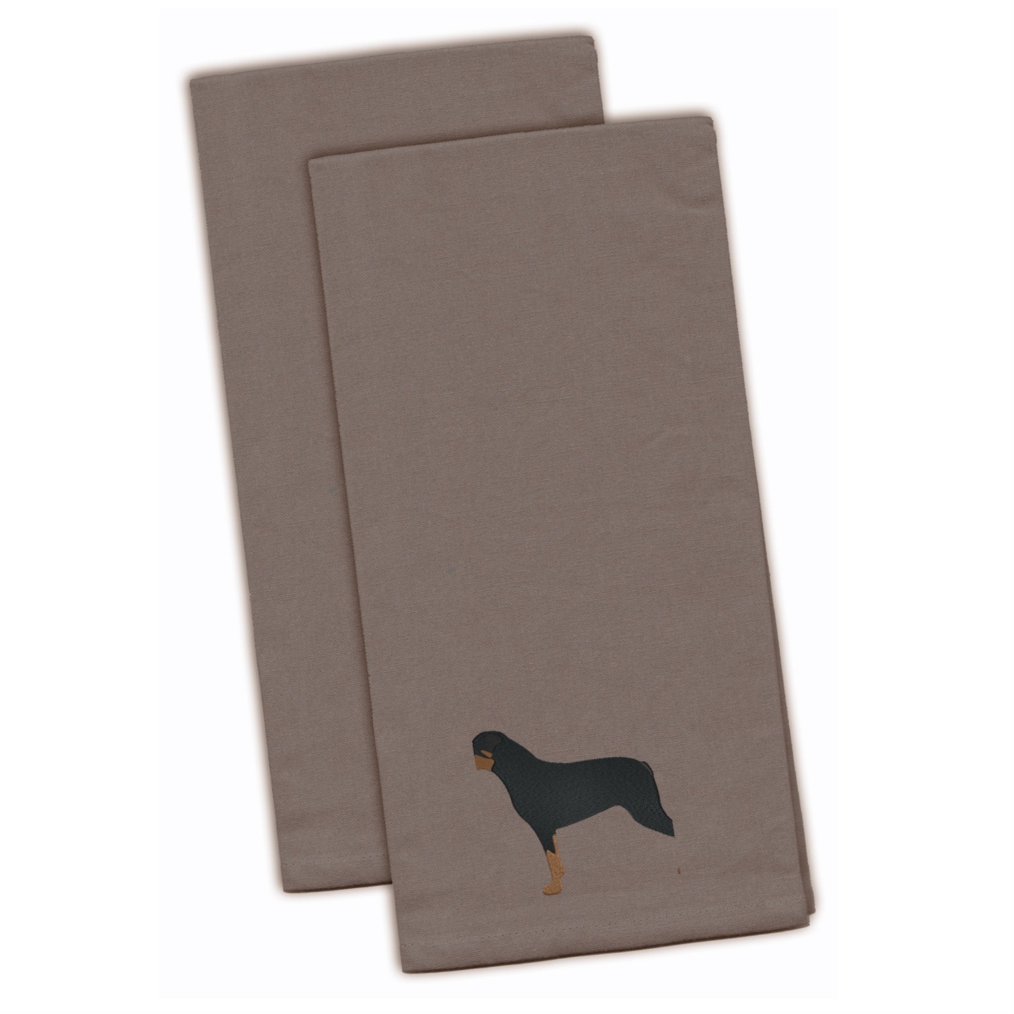 Caroline'S Treasures Bb3466Gytwe Rottweiler Gray Embroidered Kitchen Towel (Set Of 2), 28 X 19, Multicolor