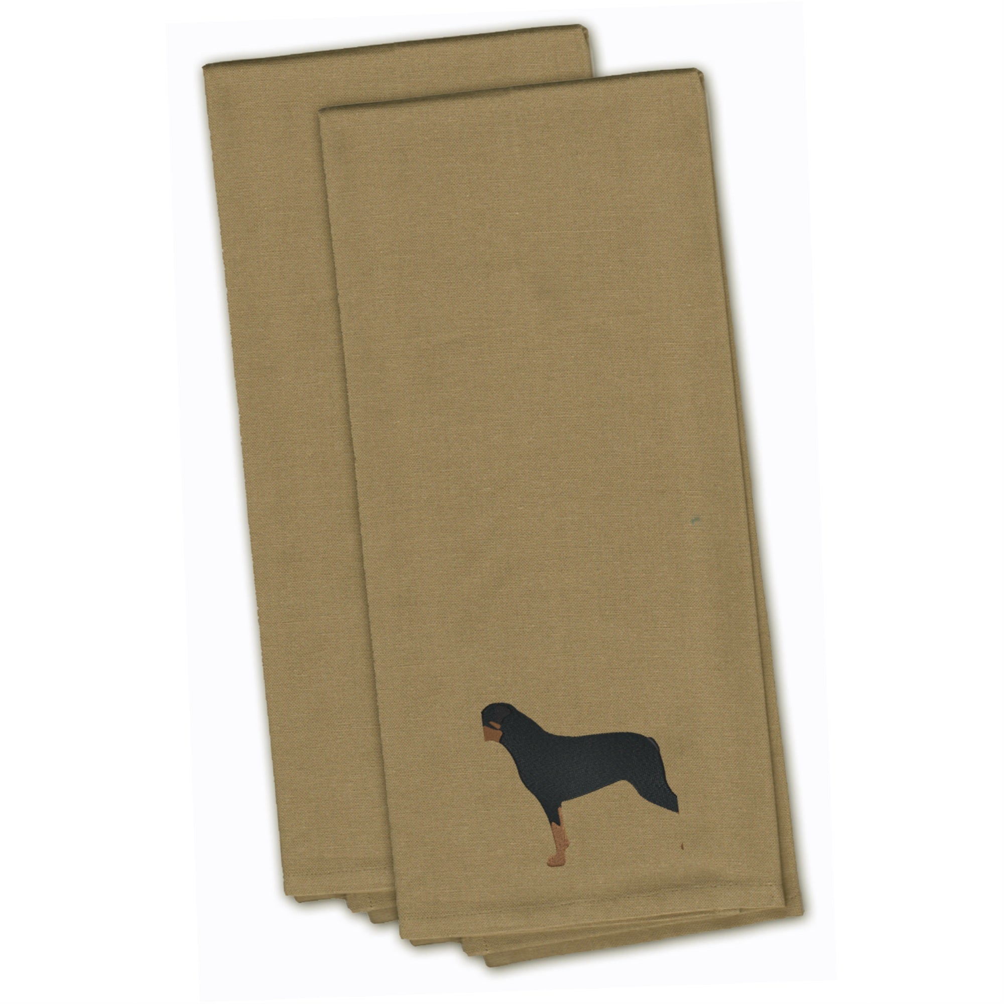 Caroline'S Treasures Bb3466Tntwe Rottweiler Tan Embroidered Kitchen Towel (Set Of 2), 28 X 19, Multicolor