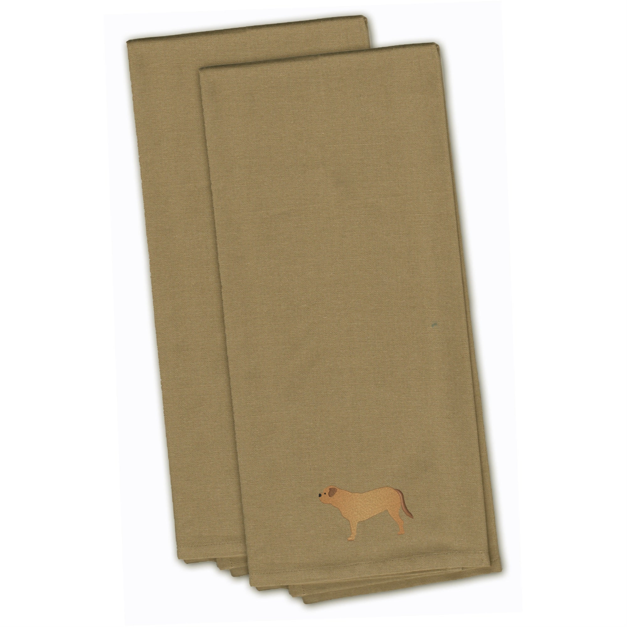 Caroline'S Treasures Bb3470Tntwe Dogue De Bordeaux Tan Embroidered Kitchen Towel (Set Of 2), 28 X 19, Multicolor
