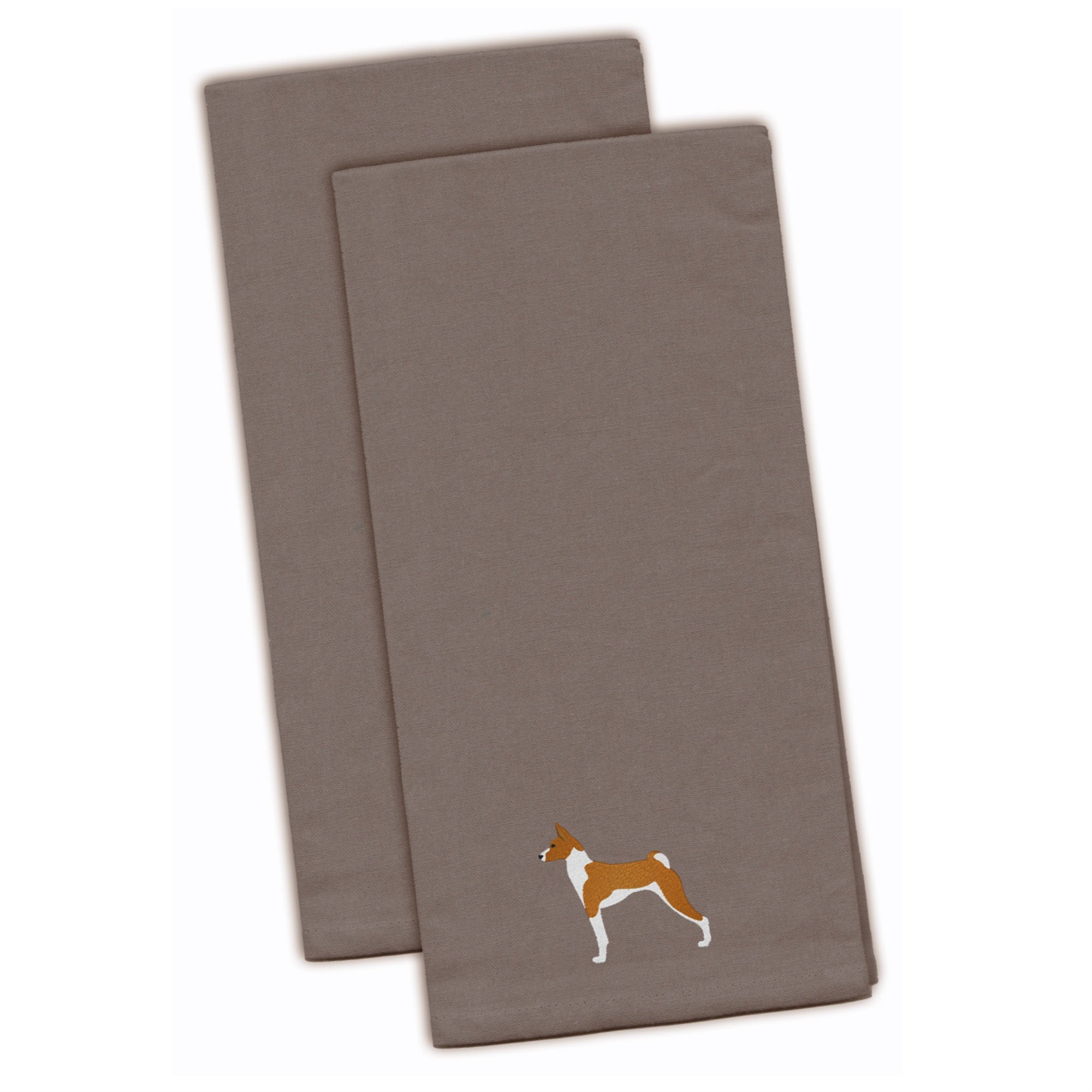 Caroline'S Treasures Bb3474Gytwe Basenji Gray Embroidered Kitchen Towel (Set Of 2), 28 X 19, Multicolor