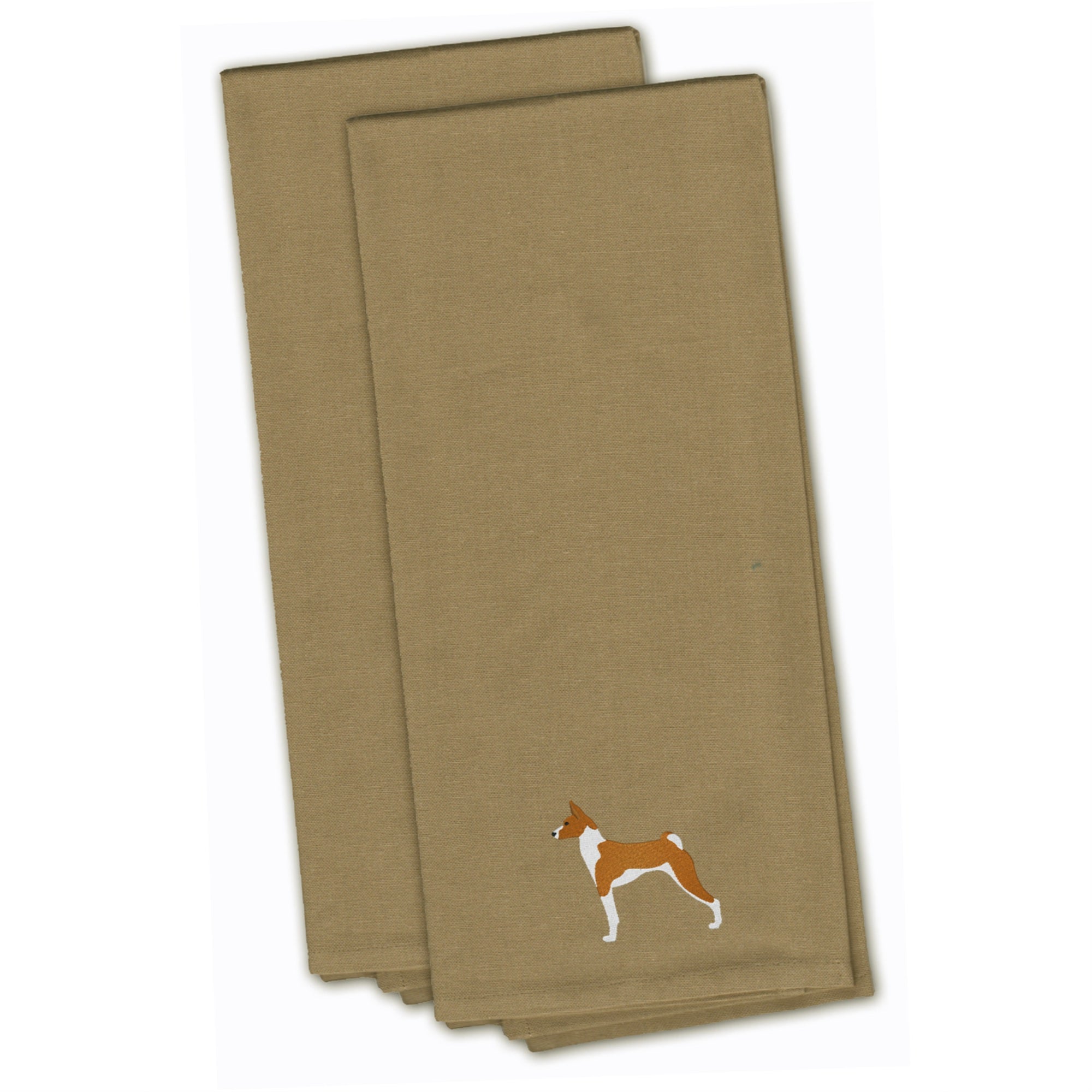 Caroline'S Treasures Bb3474Tntwe Basenji Tan Embroidered Kitchen Towel (Set Of 2), 28 X 19, Multicolor