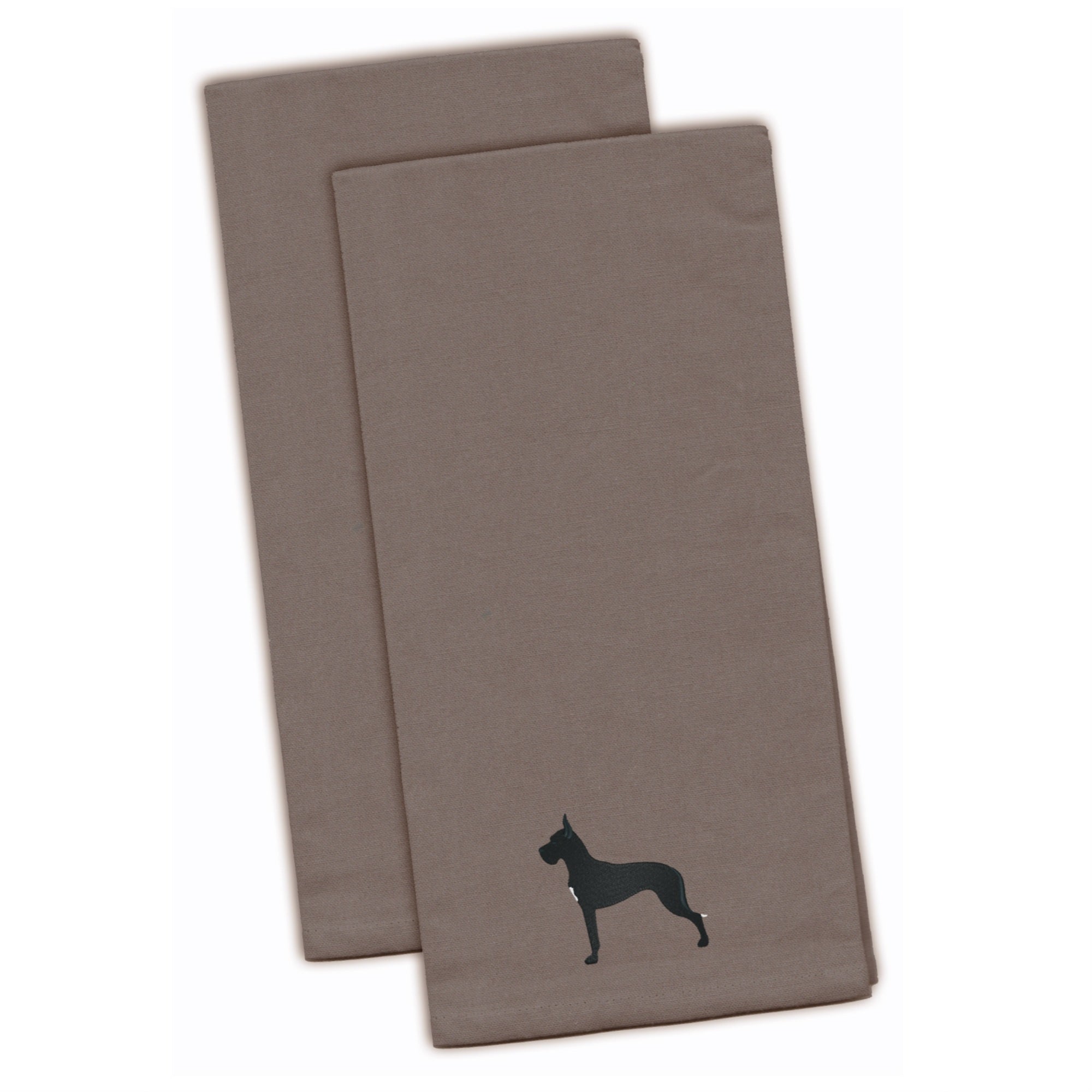 Caroline'S Treasures Bb3475Gytwe Great Dane Gray Embroidered Kitchen Towel (Set Of 2), 28 X 19, Multicolor