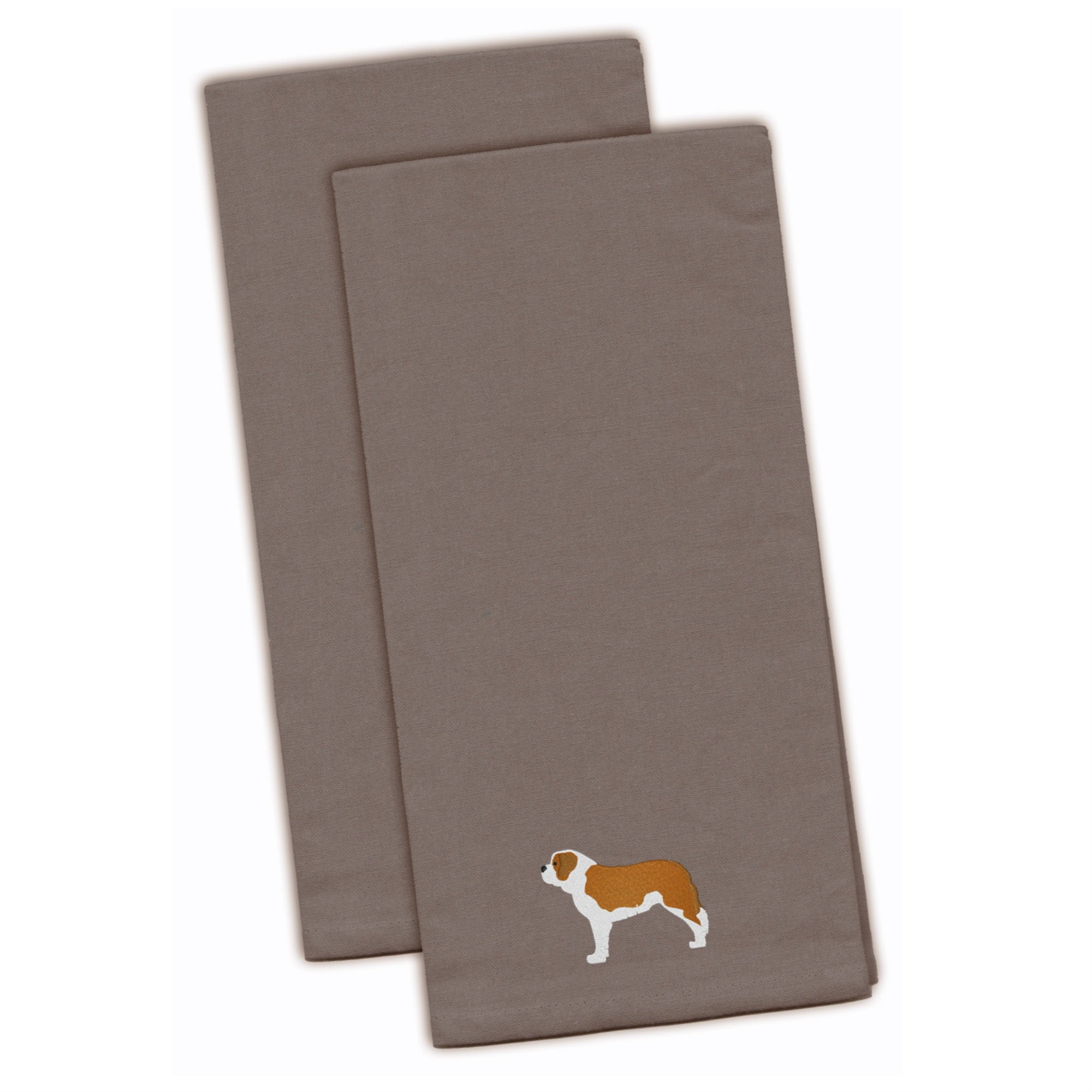 Caroline'S Treasures Bb3476Gytwe Saint Bernard Gray Embroidered Kitchen Towel (Set Of 2), 28 X 19, Multicolor