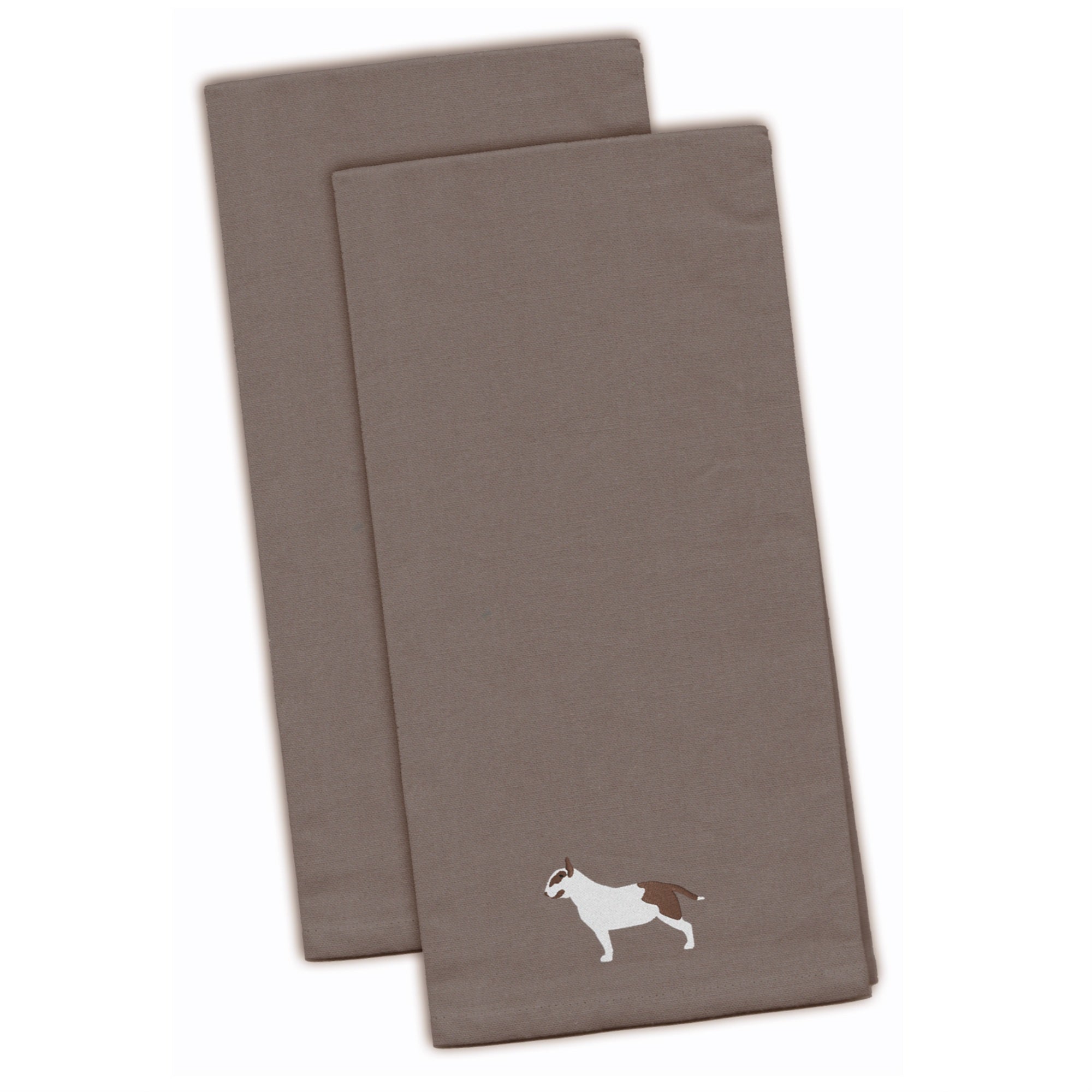 Caroline'S Treasures Bb3478Gytwe Bull Terrier Gray Embroidered Kitchen Towel (Set Of 2), 28 X 19, Multicolor