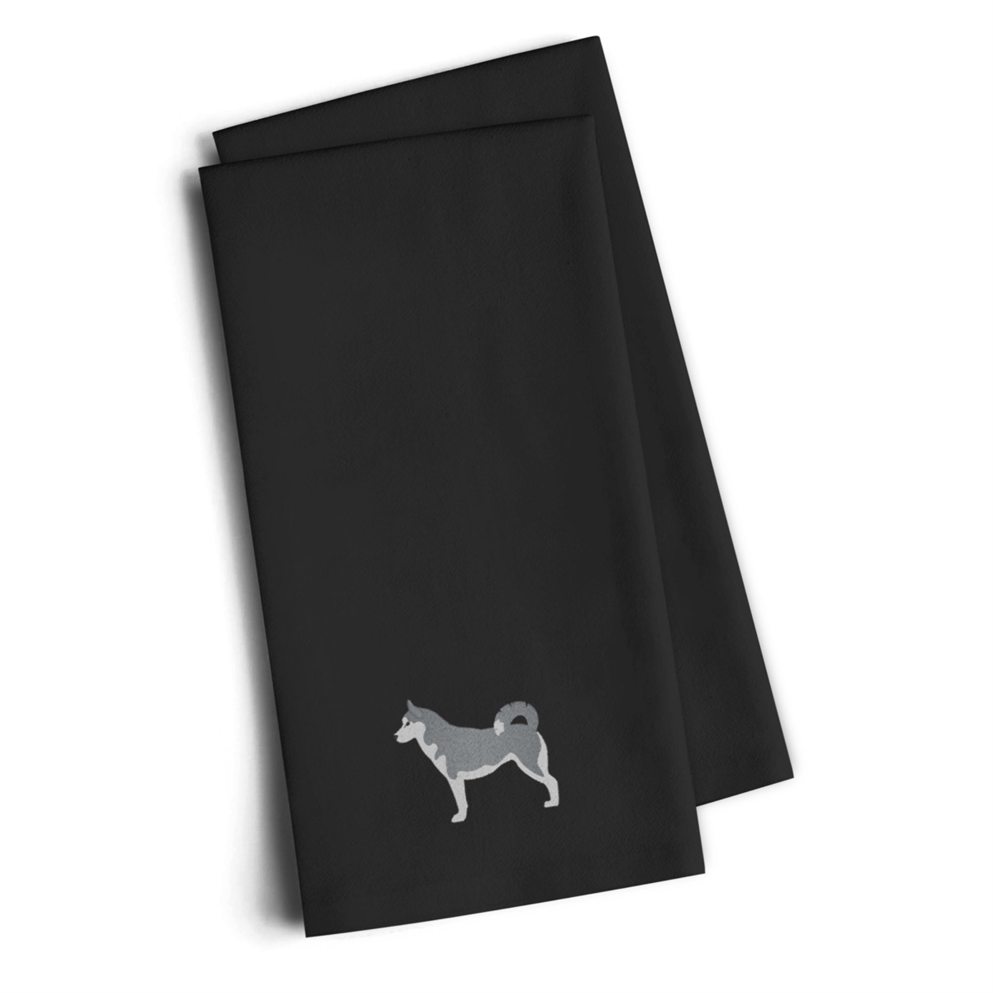 Caroline'S Treasures Bb3480Bktwe Siberian Husky Black Embroidered Kitchen Towel (Set Of 2), 28 H X 19 W, Multicolor
