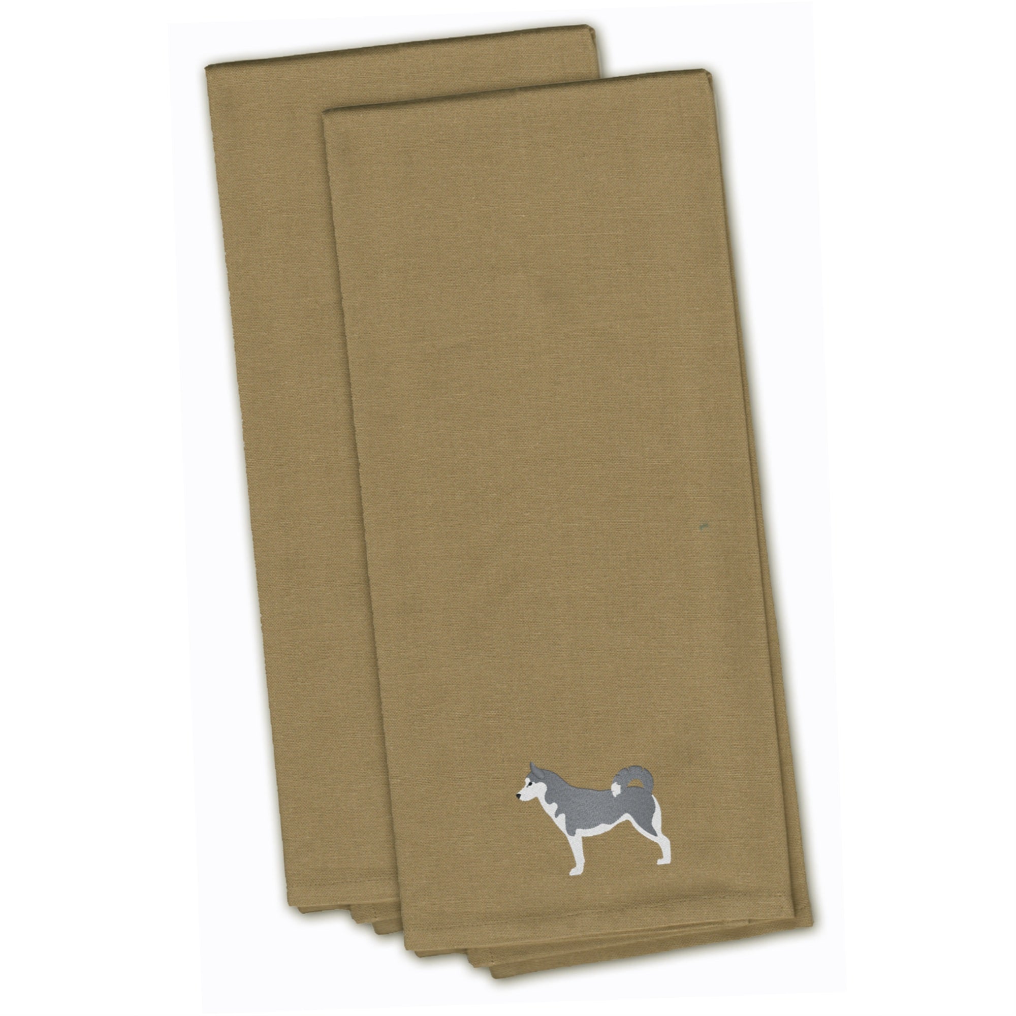 Caroline'S Treasures Bb3480Tntwe Siberian Husky Tan Embroidered Kitchen Towel (Set Of 2), 28 X 19, Multicolor