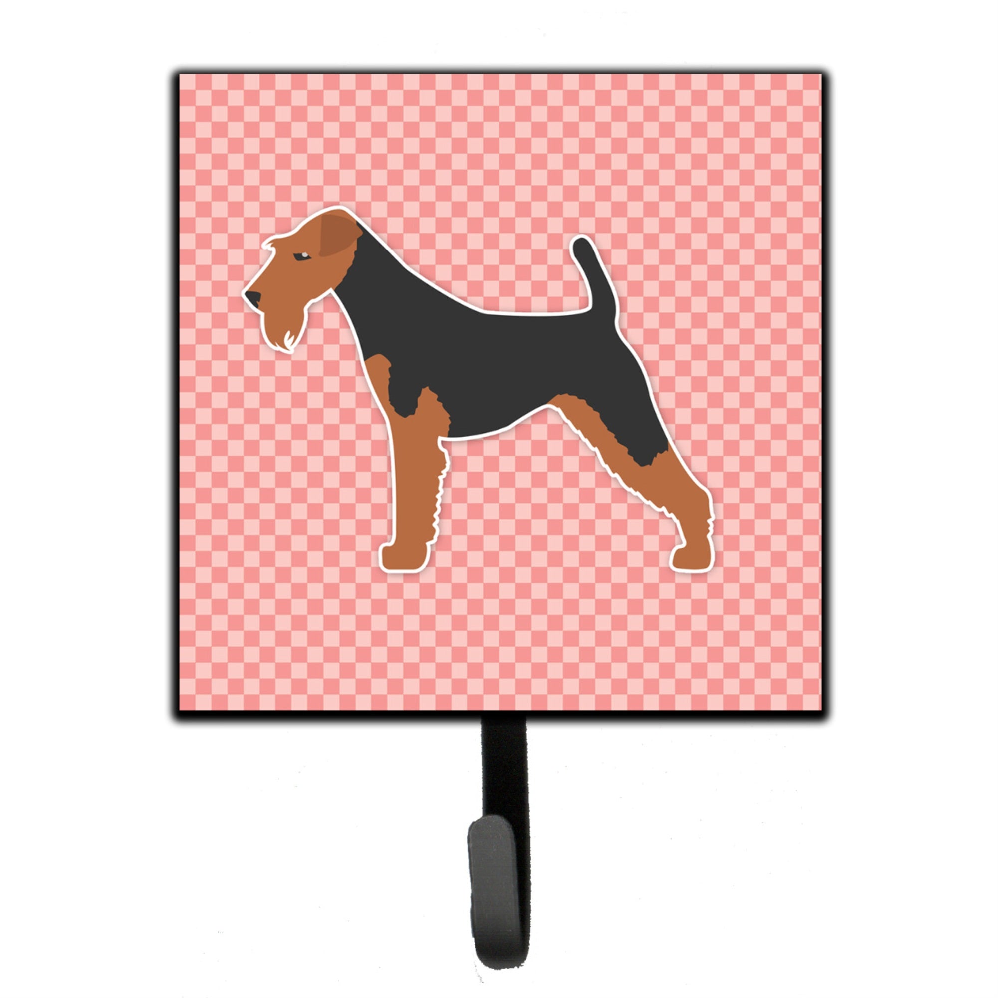 Caroline'S Treasures Welsh Terrier Checkerboard Pink Leash Or Key Holder Bb3585Sh4, Small, Multicolor
